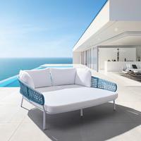 Záhradná pohovka AISA biela/modrá - biela/tyrkysová, Modern, kov/textil (170/68/150cm) - Bessagi Garden