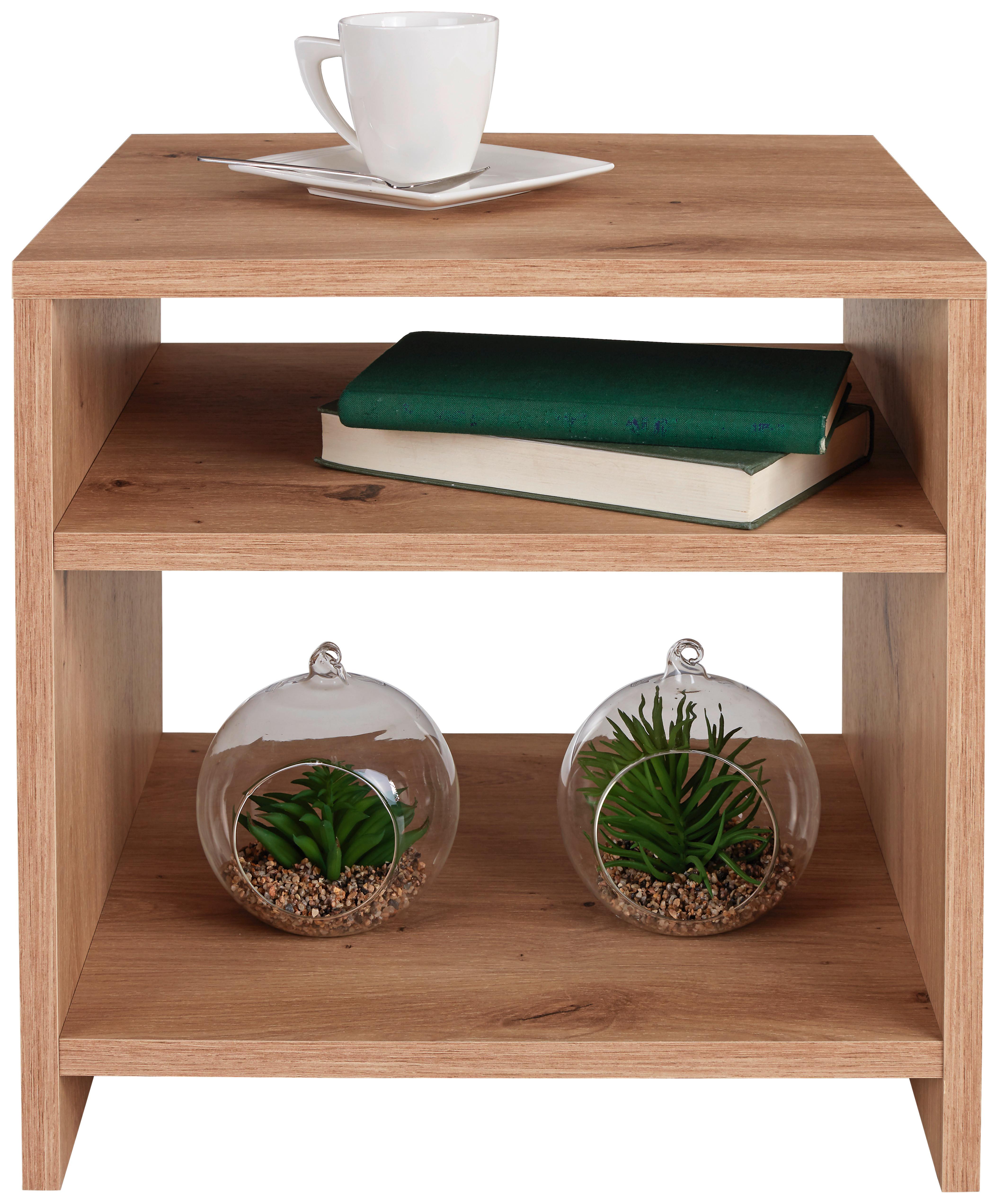 Beistelltisch 2 Ablagefächer Luca Artisan Eiche Dekor - Dunkelbraun, MODERN, Holzwerkstoff (40/40/37cm)