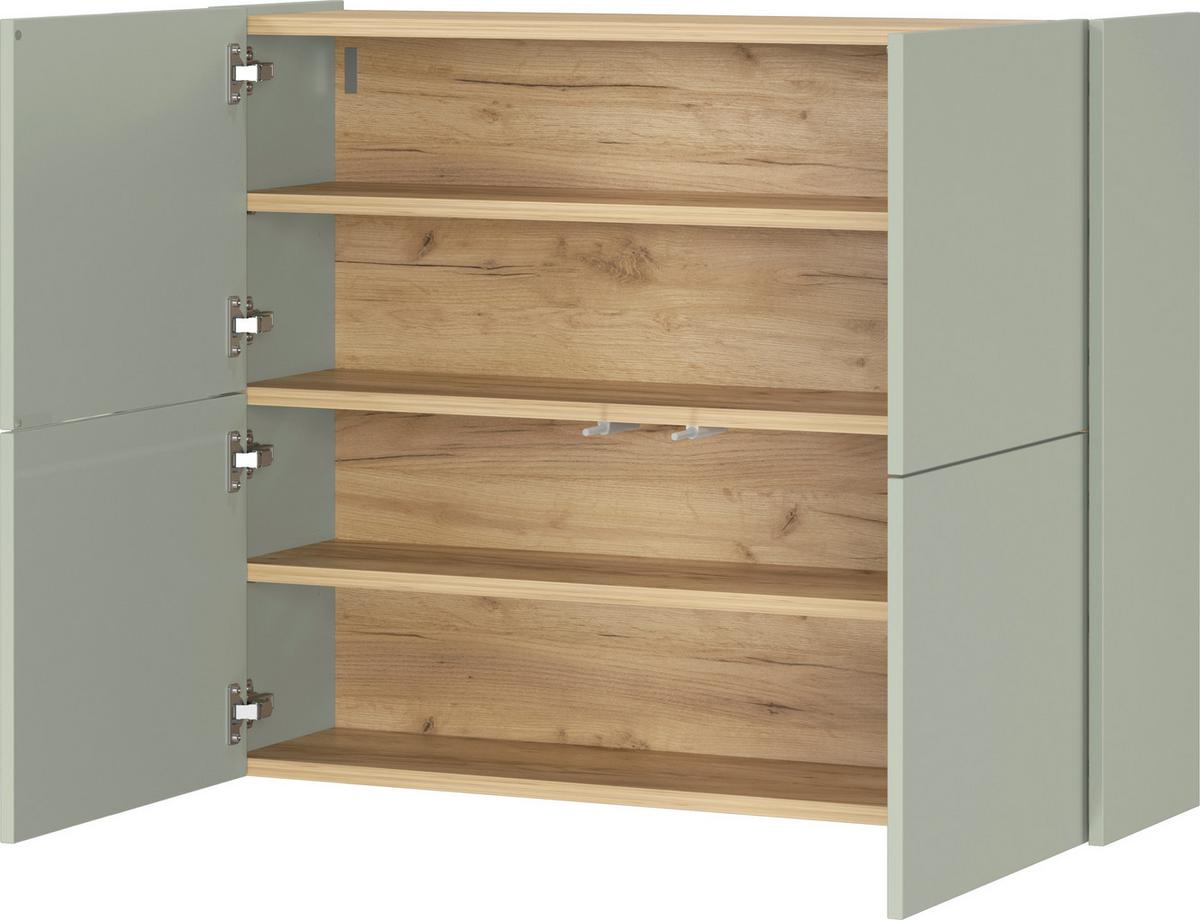 Schuhschrank Gw-Binetto Grün/Eichefarben B: 97 cm - Eichefarben/Grün, Design, Holzwerkstoff (97/79/27cm) - Livetastic