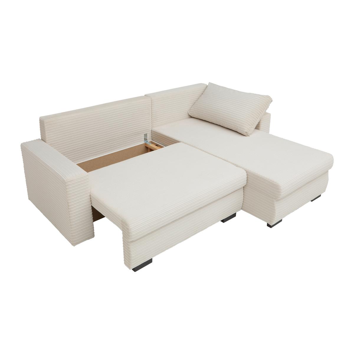 Rohová sedačka GENEVE, oboustranná, béžový manšestr - černá/béžová, Konvenční, textil/plast (225/86/167cm) - Mömax