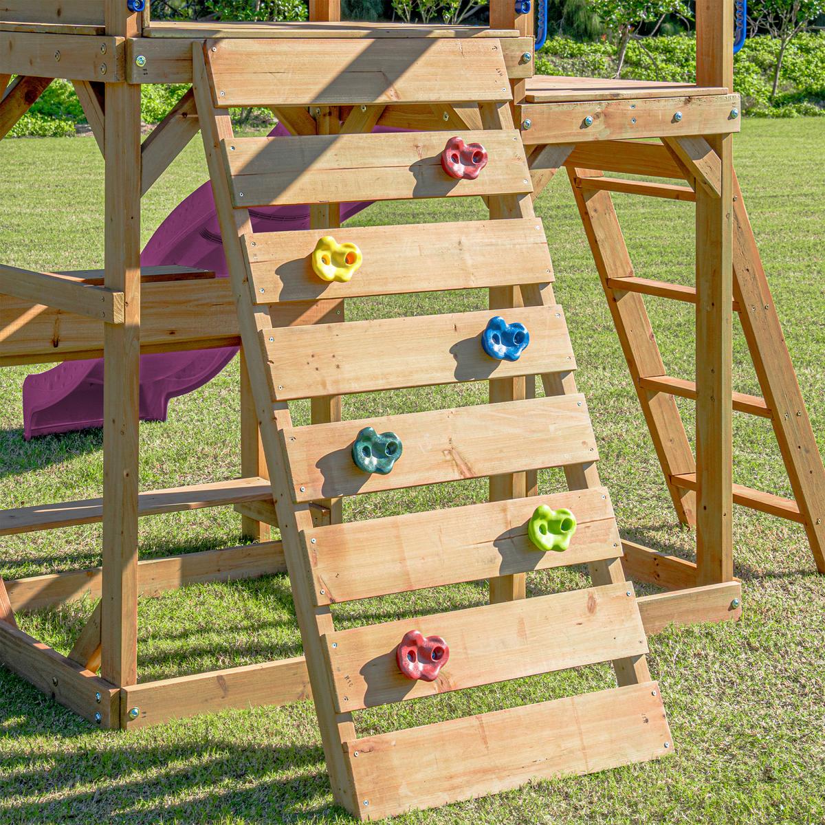 Spielturm mit Rutsche Lila - Anthrazit/Lila, Basics, Holz/Kunststoff (482/500/338cm) - Ambia Garden