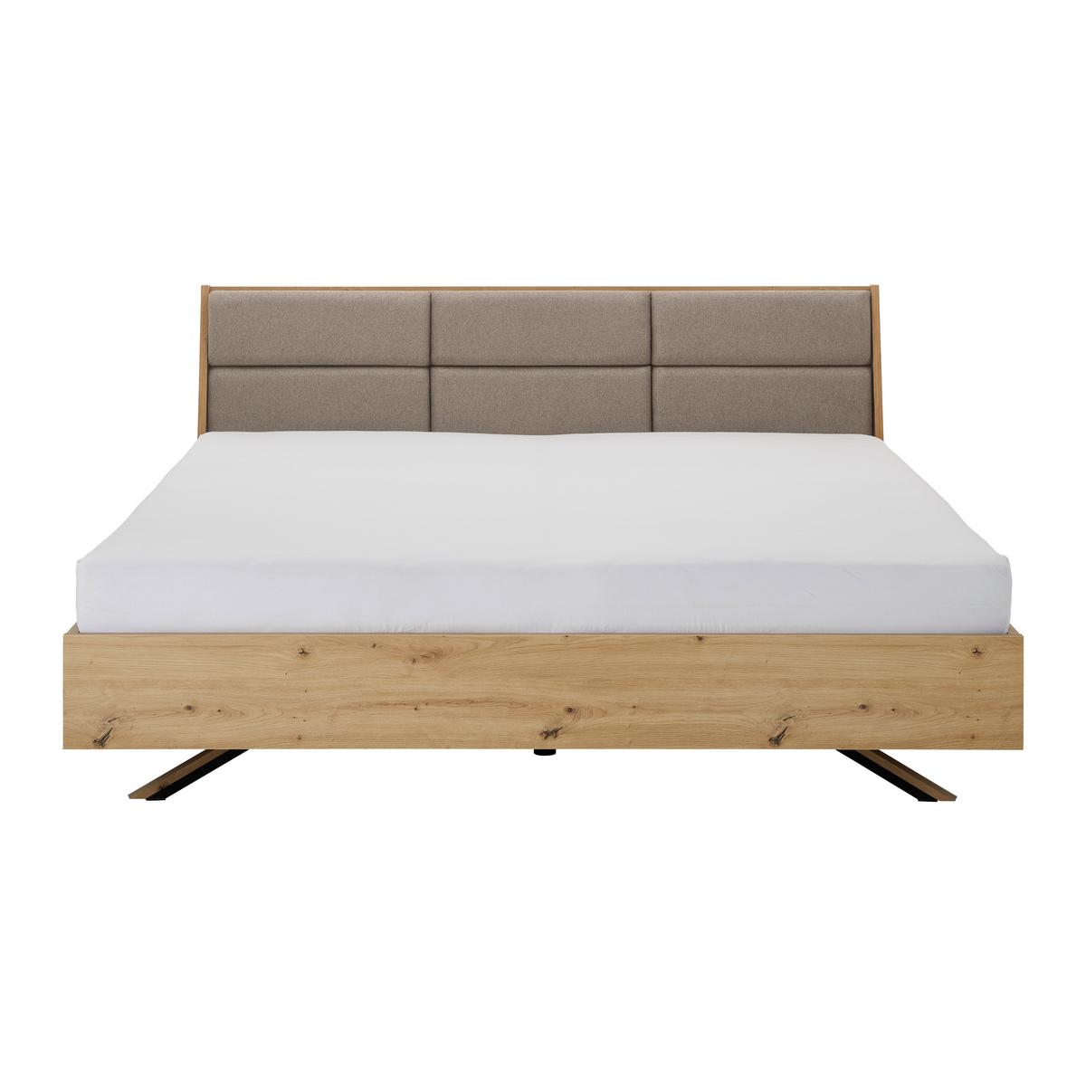 Manželská posteľ Dormio hnedá/dekor dub 180x200 - hnedá/čierna, Modern, kov/drevo (180/200cm) - Bessagi Home