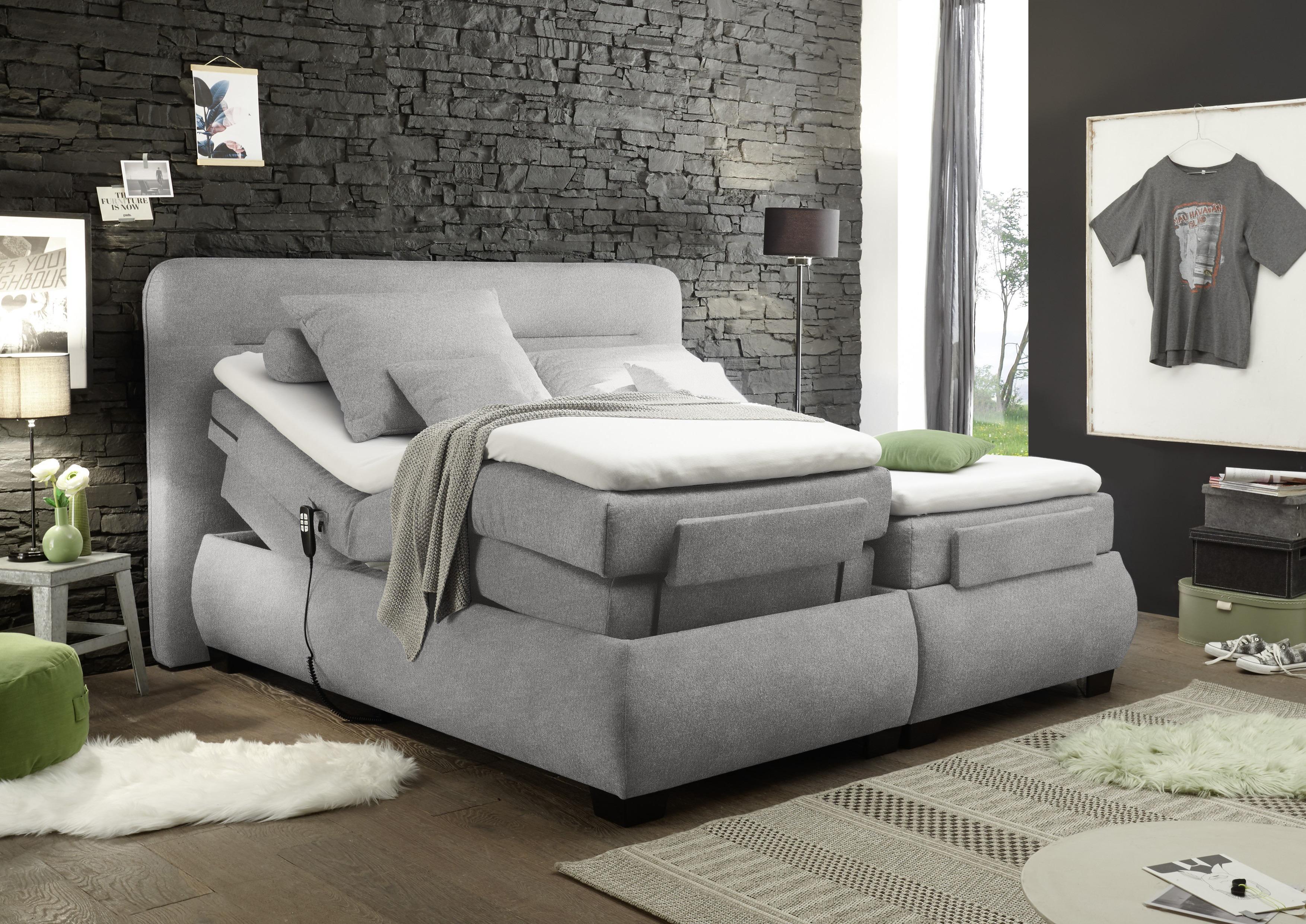 Boxspringbett in Schlammfarben mit Motor