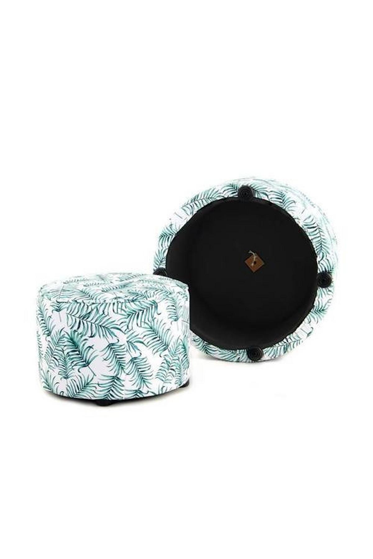 Stapelhocker Indira Flower Weiß Grün H: 32/36 cm 2er-Set - Weiß/Grün, Basics, Kunststoff/Textil (45+58cm) - Kayoom