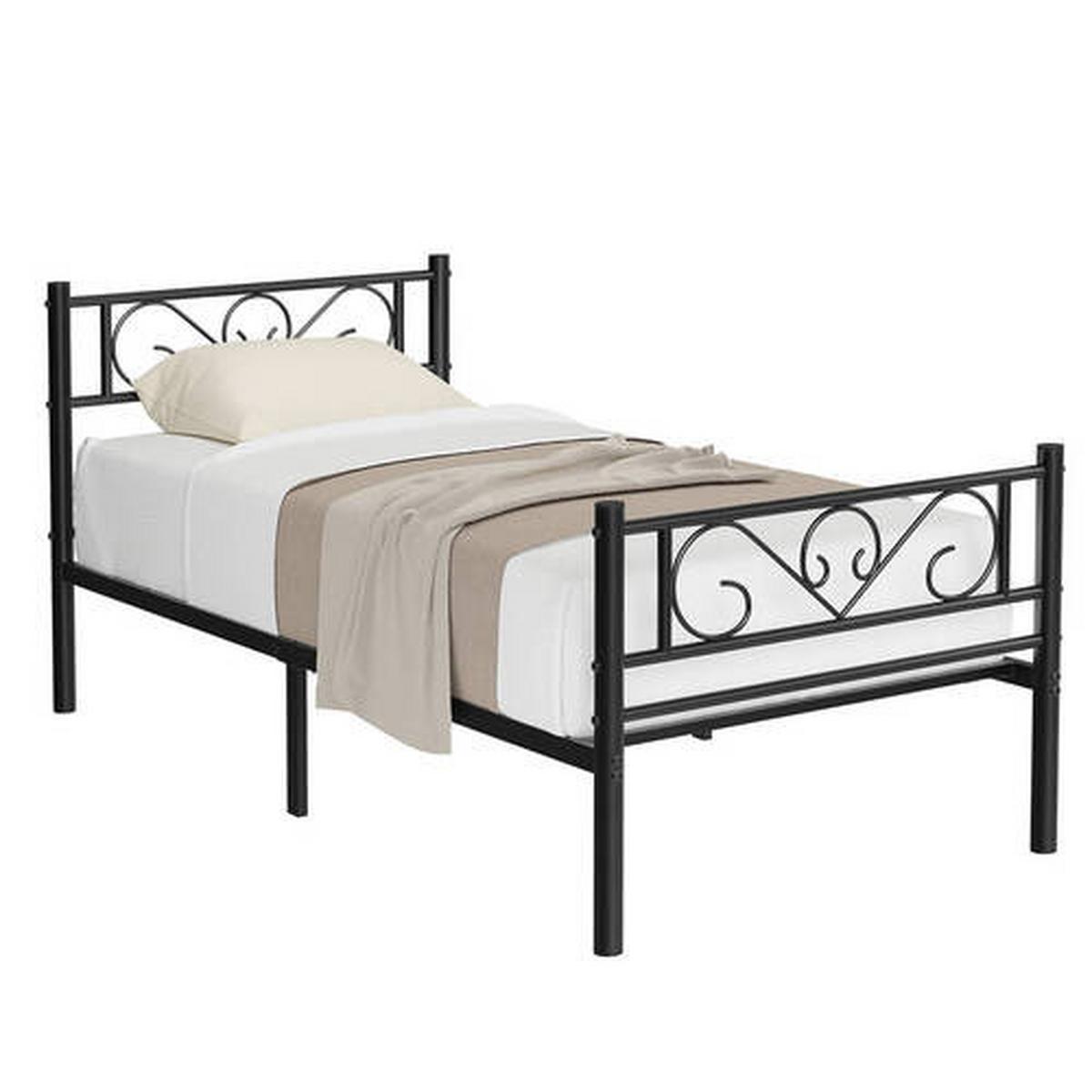 Metallbett Schwarz Lxf: ca. 90x190 cm - Schwarz, ROMANTIK / LANDHAUS, Metall (90/190cm) - Boxxx