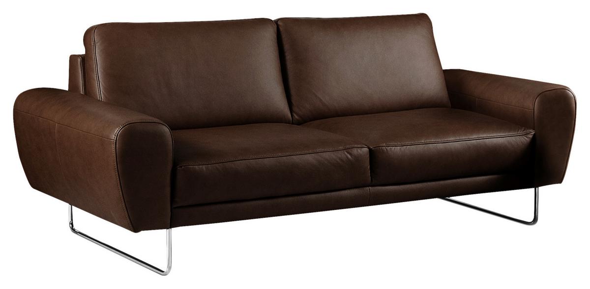 2-sitzer-sofa Spring Dunkelbraun Chrom B: 177 Cm - Chromfarben/Dunkelbraun, Design, Leder (177/85/92cm) - Livetastic
