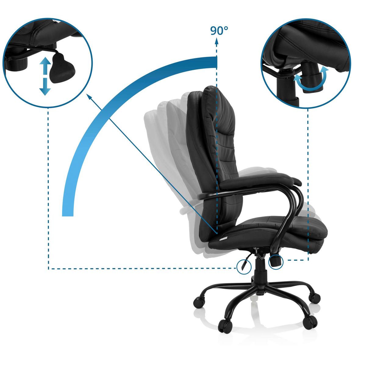 Bürostuhl Relax XXL Schwarz Bis 180 Kg - Schwarz, Basics, Kunststoff/Textil (78/118/70cm) - MID.YOU