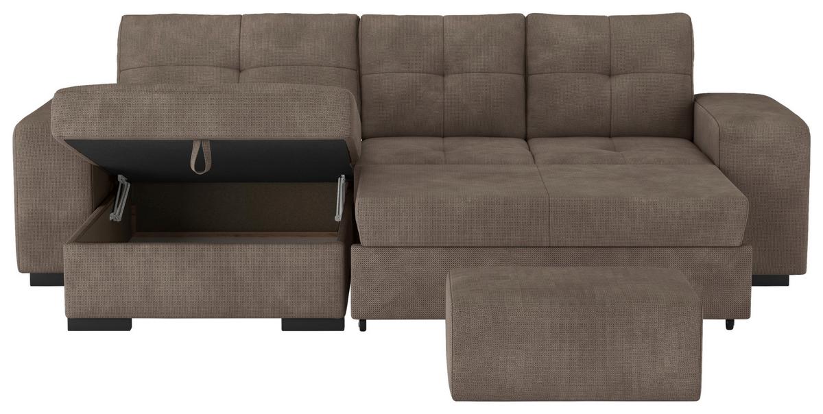 Eckschlafsofa Mattina Taupe S: 156x268 Cm - Taupe/Schwarz, MODERN, Textil (156/268cm) - MID.YOU