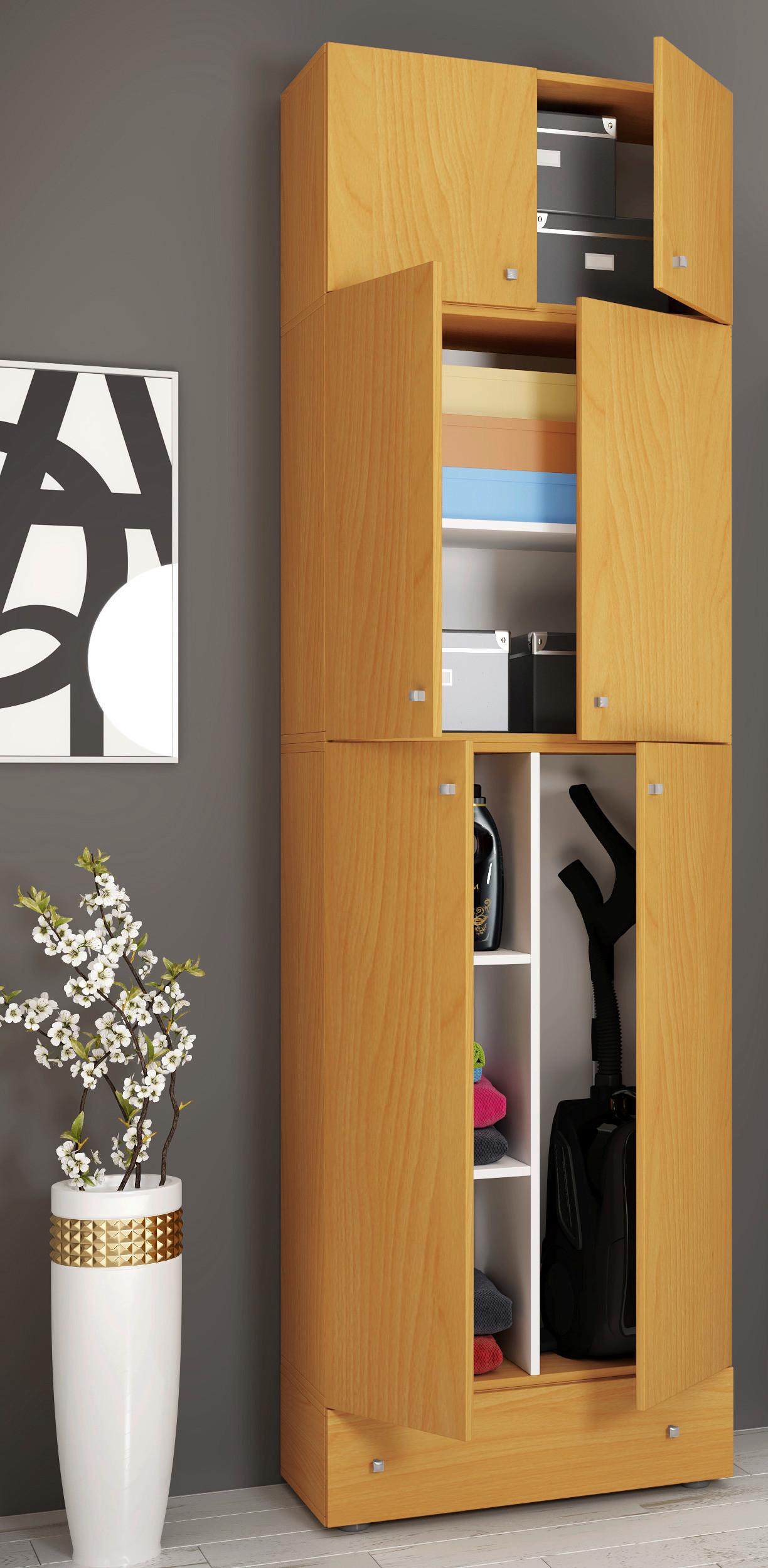 Mehrzweckschrank Lona XXL Buche Dekor BxH: 70x240 cm - Buchefarben/Schwarz, MODERN, Holzwerkstoff (70/240/39cm) - MID.YOU