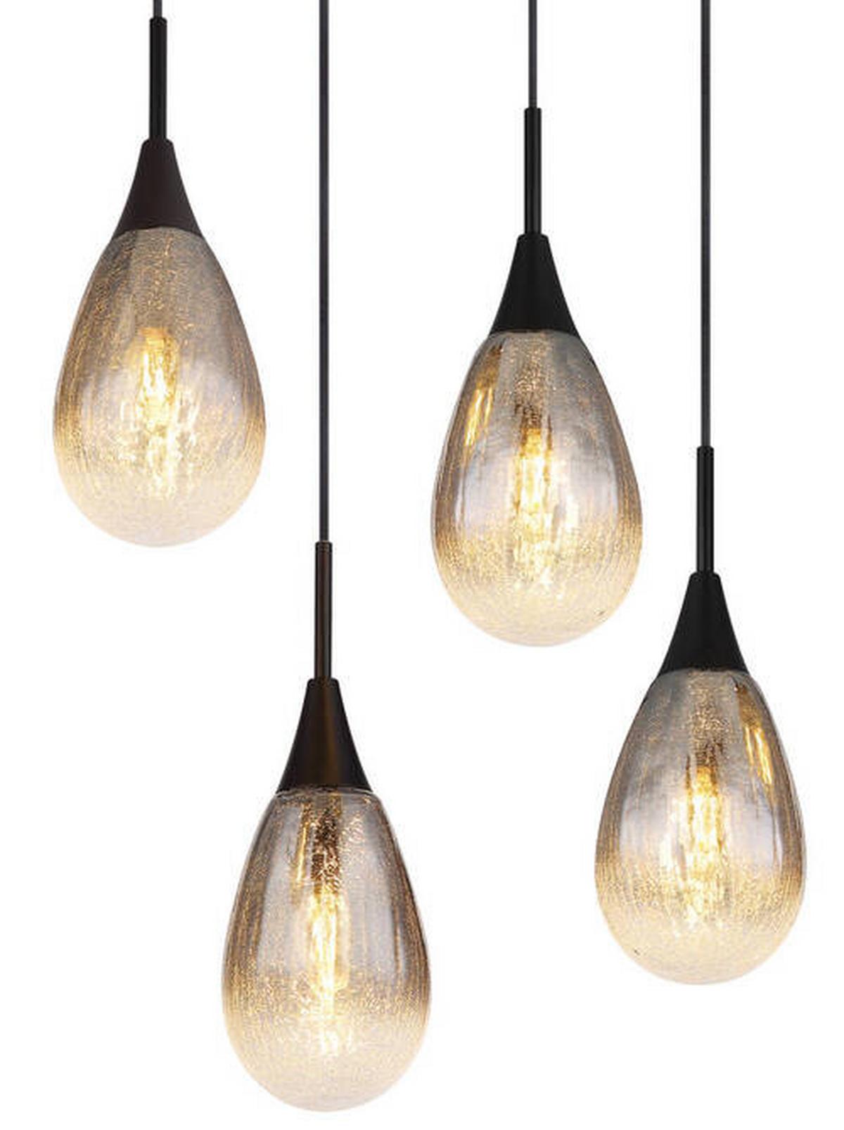 Hängeleuchte 15576-8h - Schwarz/Grau, Design, Glas/Textil (97/34/120cm) - Globo
