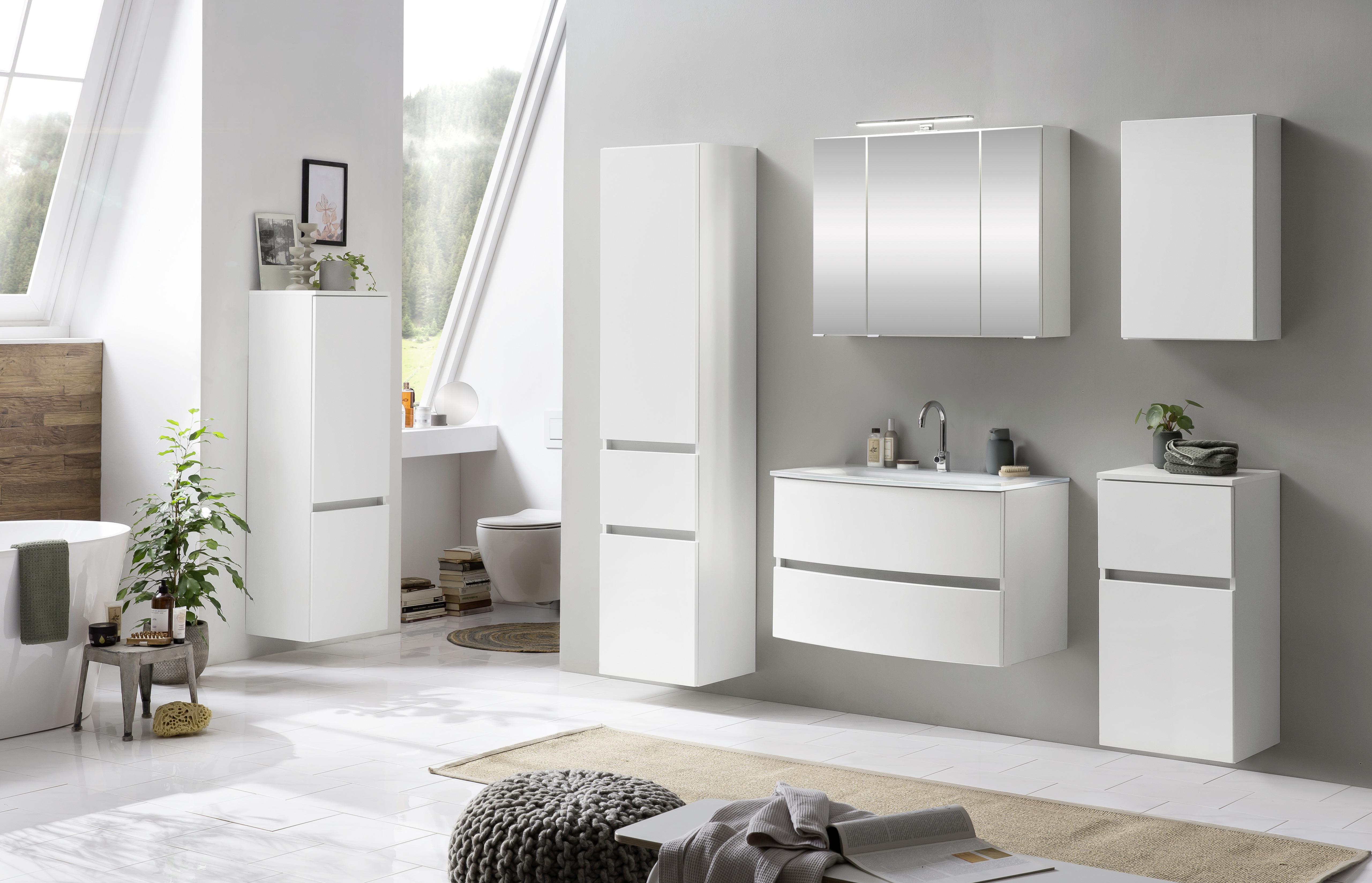 Midischrank Kopenhagen B: 40 cm Weiß - Silberfarben/Weiß, KONVENTIONELL, Holzwerkstoff (40/130/35cm) - Held