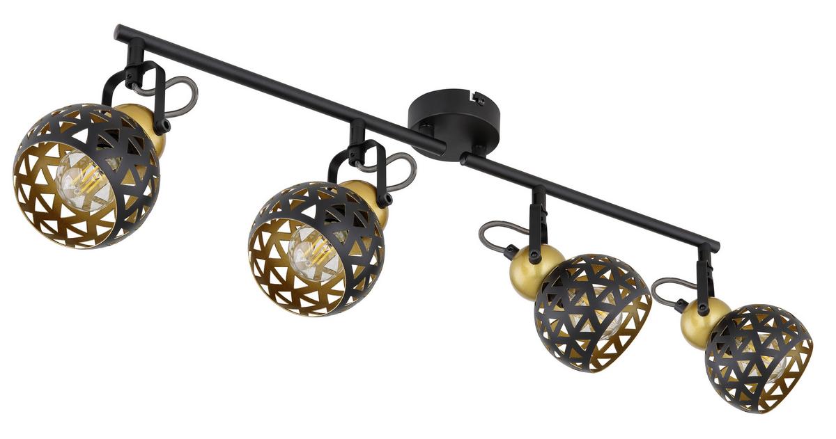 Strahler Sarra 4-flammig Verstellbar L: 60 Cm - Goldfarben/Schwarz, Basics, Metall (60/10/17,5cm) - Globo