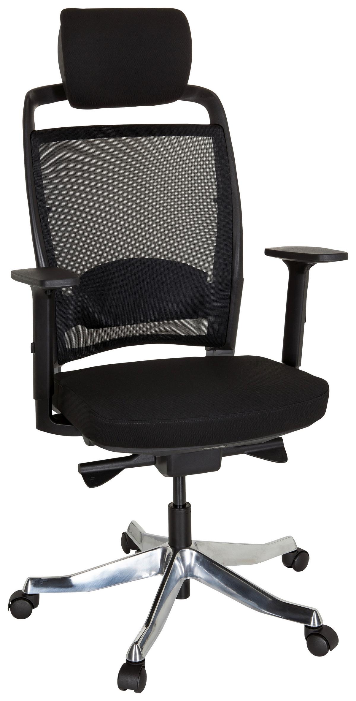 Drehstuhl Ikast I Schwarz - Silberfarben/Schwarz, MODERN, Kunststoff/Textil (68/120/55cm) - MID.YOU