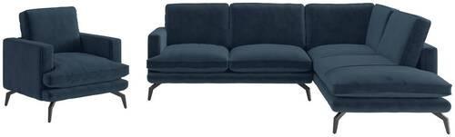 Sitzgarnitur Bali - Schwarz/Dunkelblau, Design, Textil (250/202cm) - Livetastic