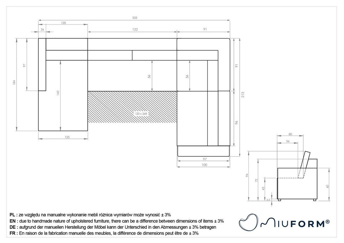 Wohnlandschaft Lulu Gelb U: 184x333x213cm - Gelb/Schwarz, Design, Textil (184/333/213cm) - MID.YOU