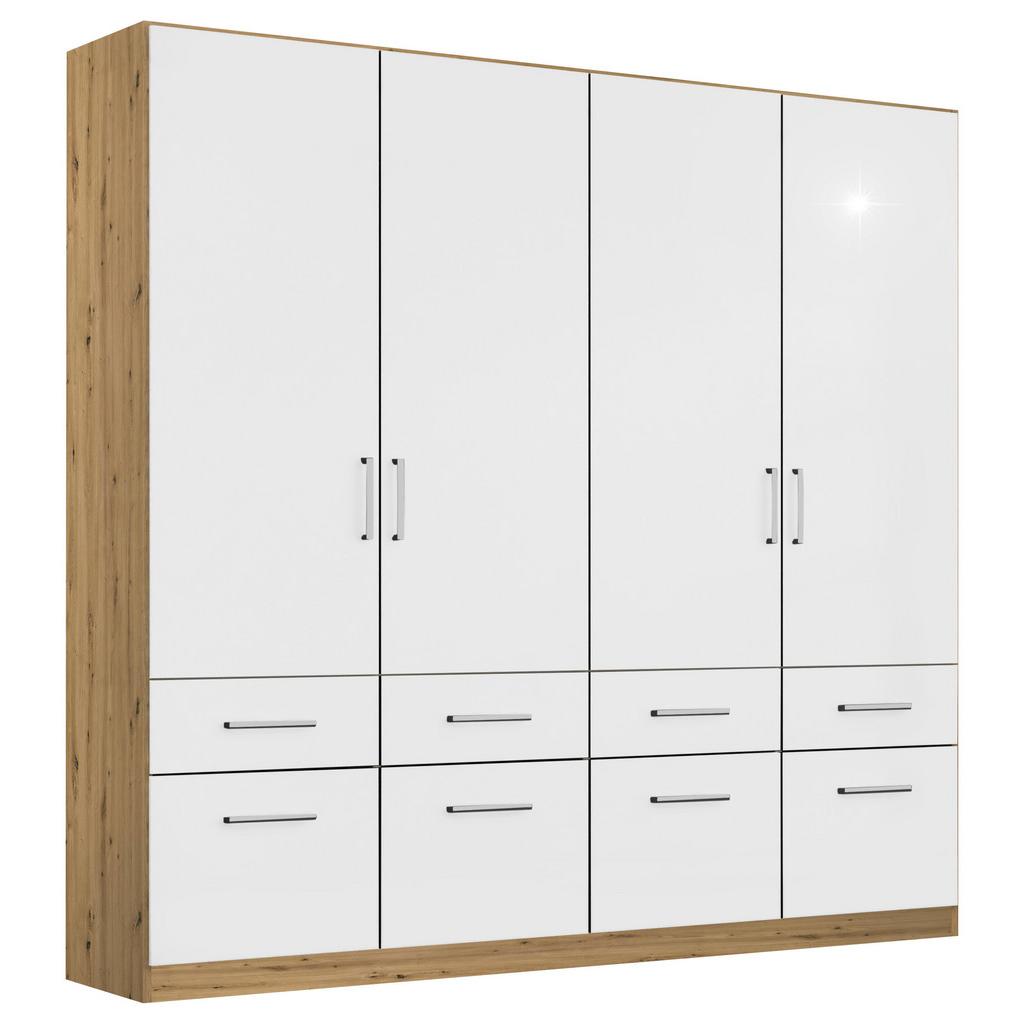 Drehtürenschrank 181cm Berlin Weiß/Eiche Artisan