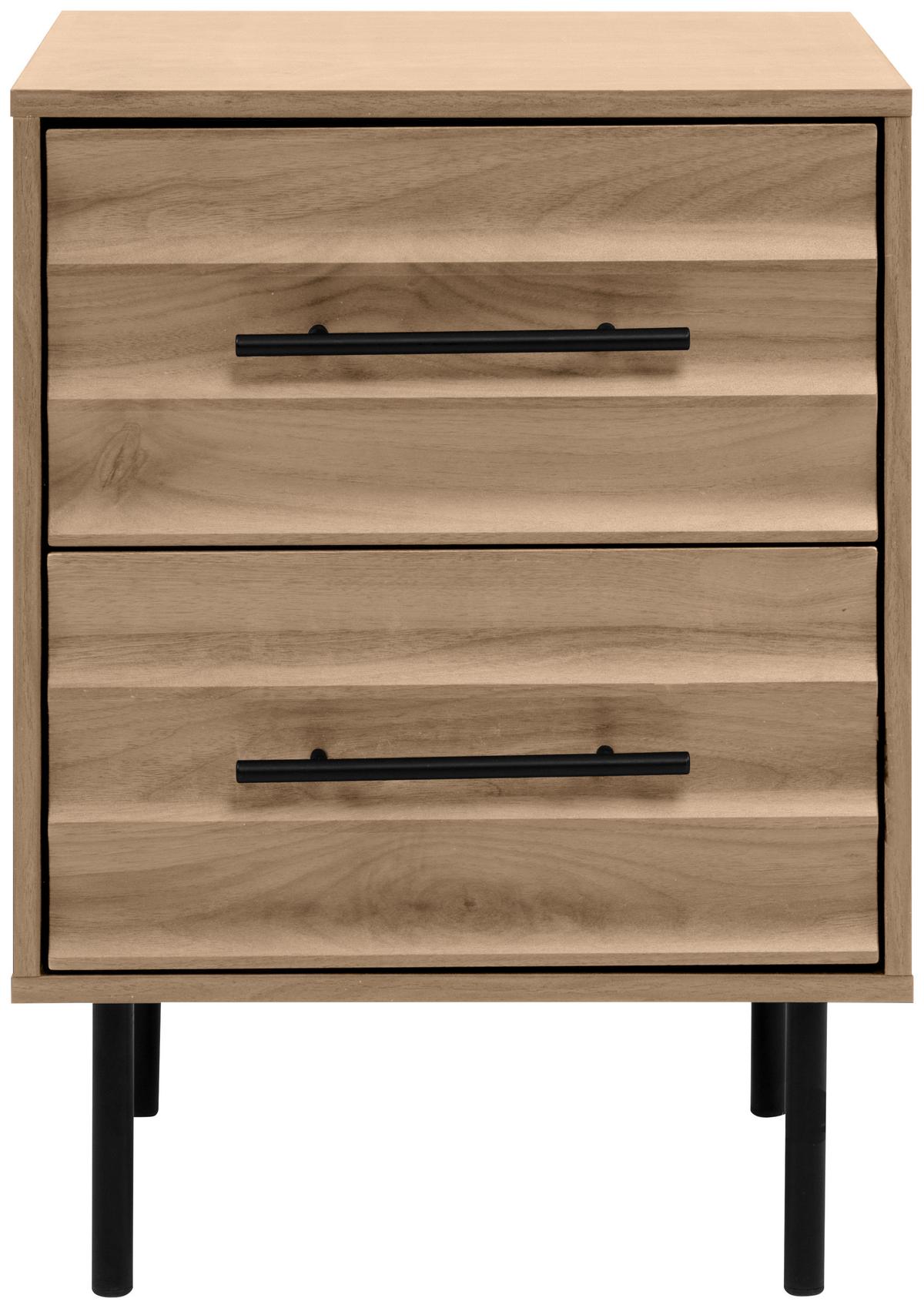 Nachtkästchen Carlton Nussbaumfarbe H: 55 cm - Nussbaumfarben/Schwarz, Trend, Holzwerkstoff (40/55/39cm)