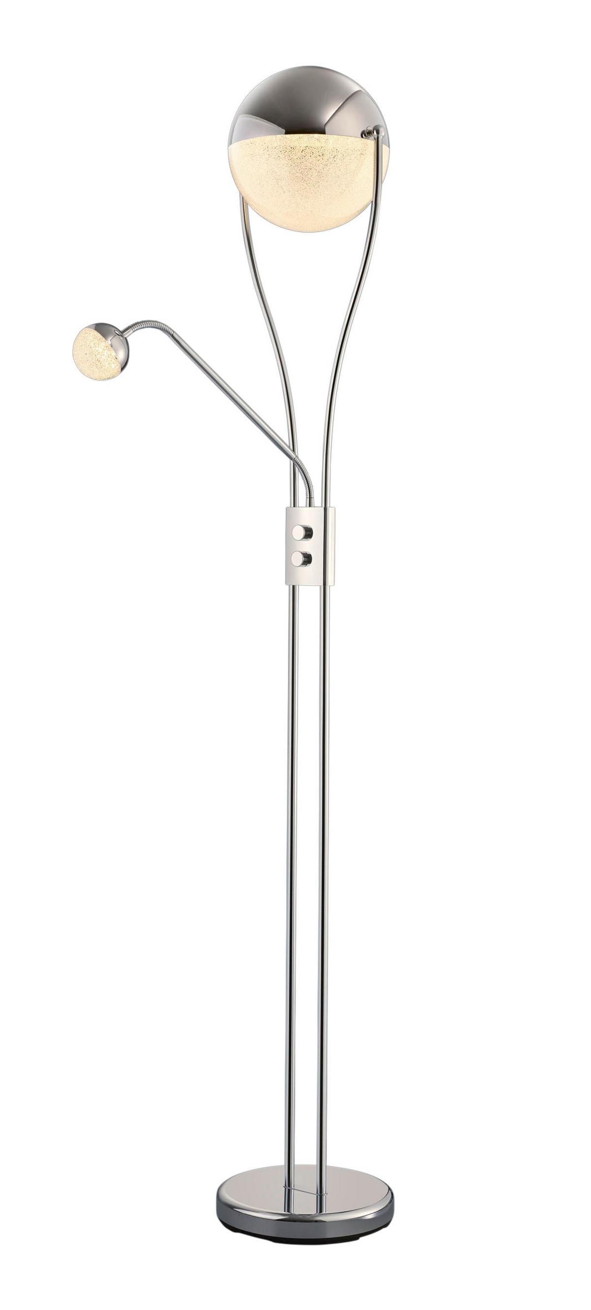 Stehlampe Chris Chromfarben Mit Leselampe - Chromfarben, Design, Kunststoff/Metall (30/180cm) - Trio Leuchten