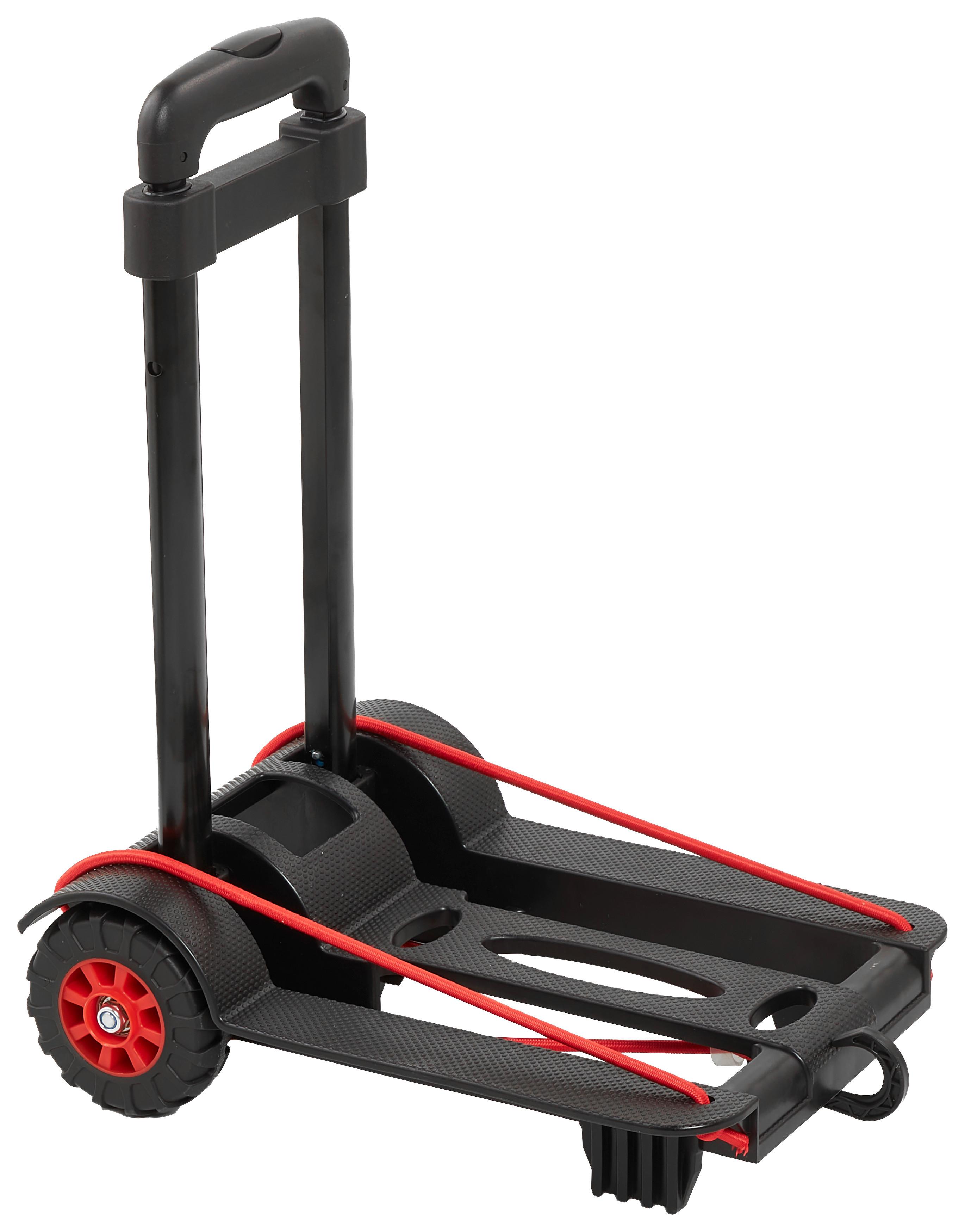 TRANSPORTROLLER Kunststoff, 50 kg belastbar - Hellrot/Schwarz, KONVENTIONELL, Kunststoff (34/24,5/93,5cm)