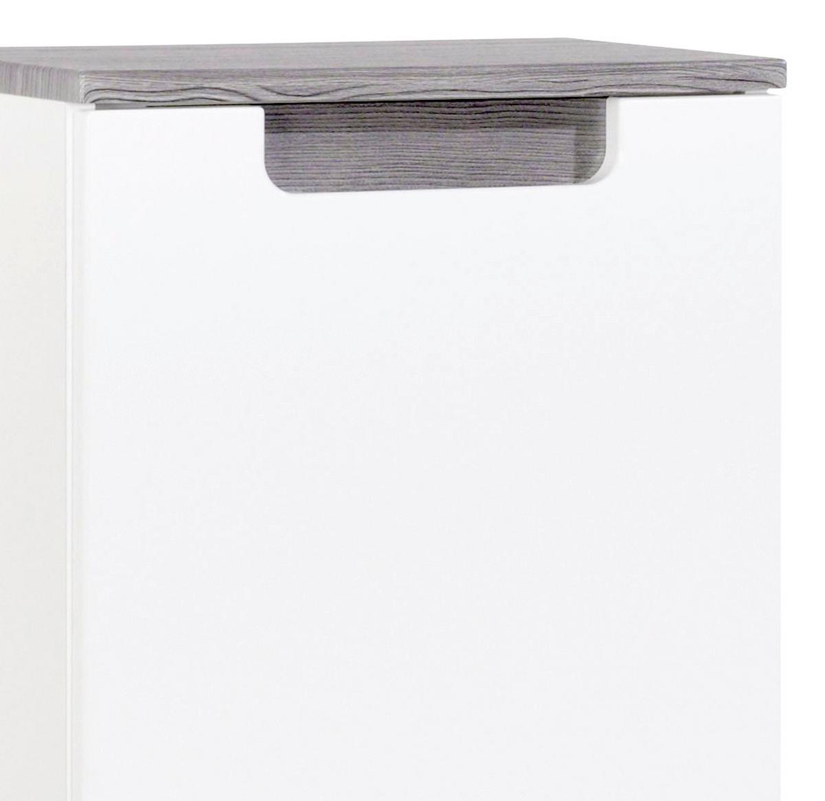 Midischrank mit Türdämpfer Siena 40cm Weiß/Eiche Dekor - Weiß/Silbereichenfarben, MODERN, Holzwerkstoff (40/105/27cm) - Held