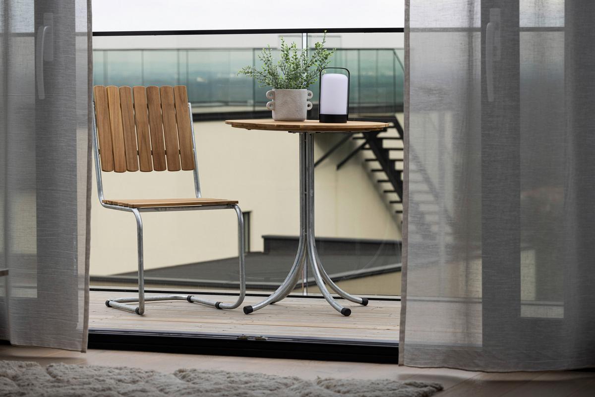 Gartentisch Holmsund - Silberfarben/Teakfarben, KONVENTIONELL, Holz/Metall (65/65/75cm) - Gardenson