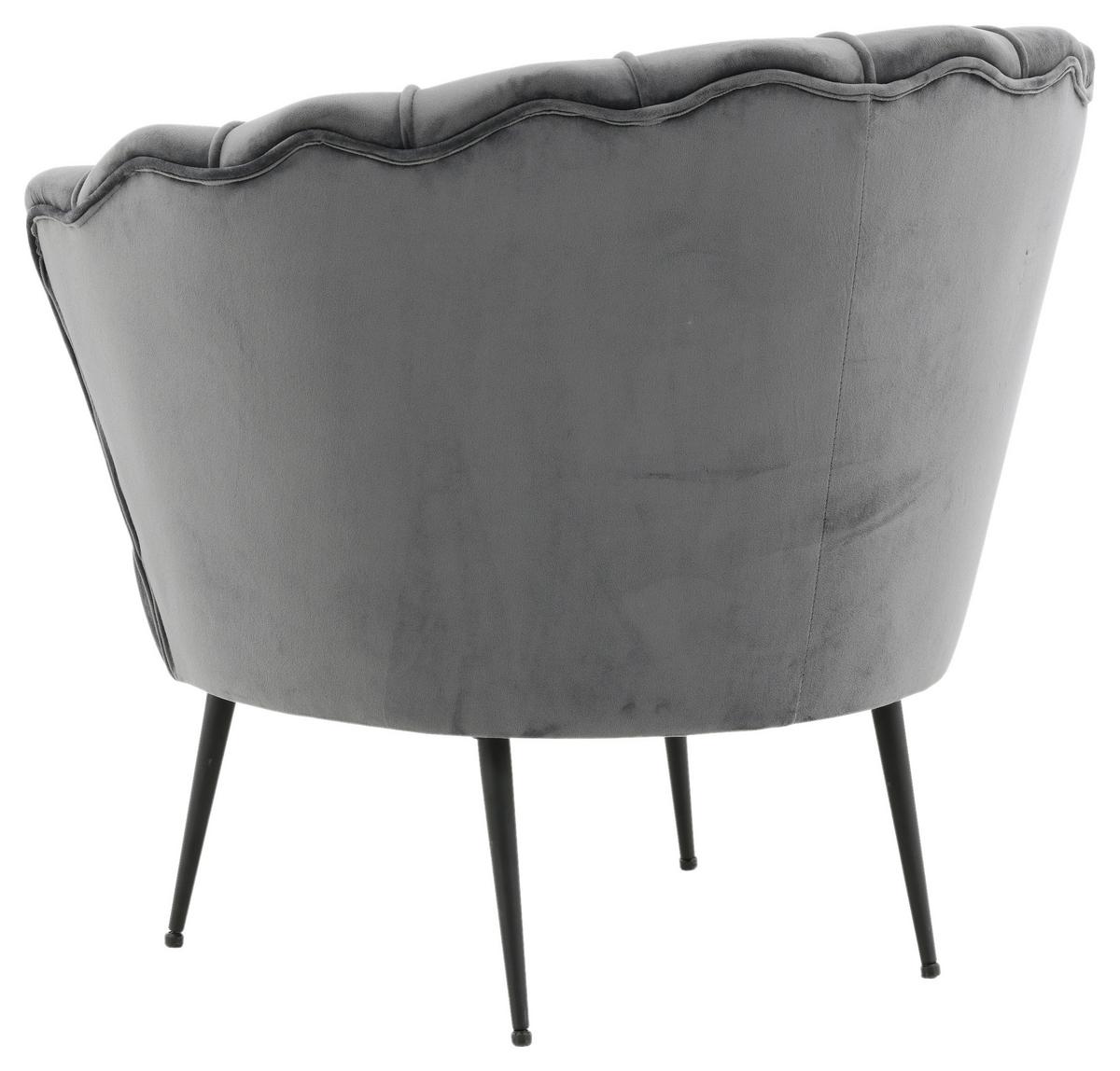 Sessel Calais - Dunkelgrau/Schwarz, Design, Textil/Metall (83/76/77cm) - Livetastic