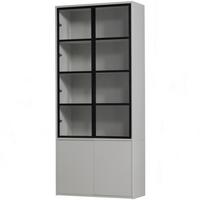 Vitrine Basic Grau B: 101 cm - Schwarz/Grau, Design, Glas/Holz (101/230/40cm) - Livetastic