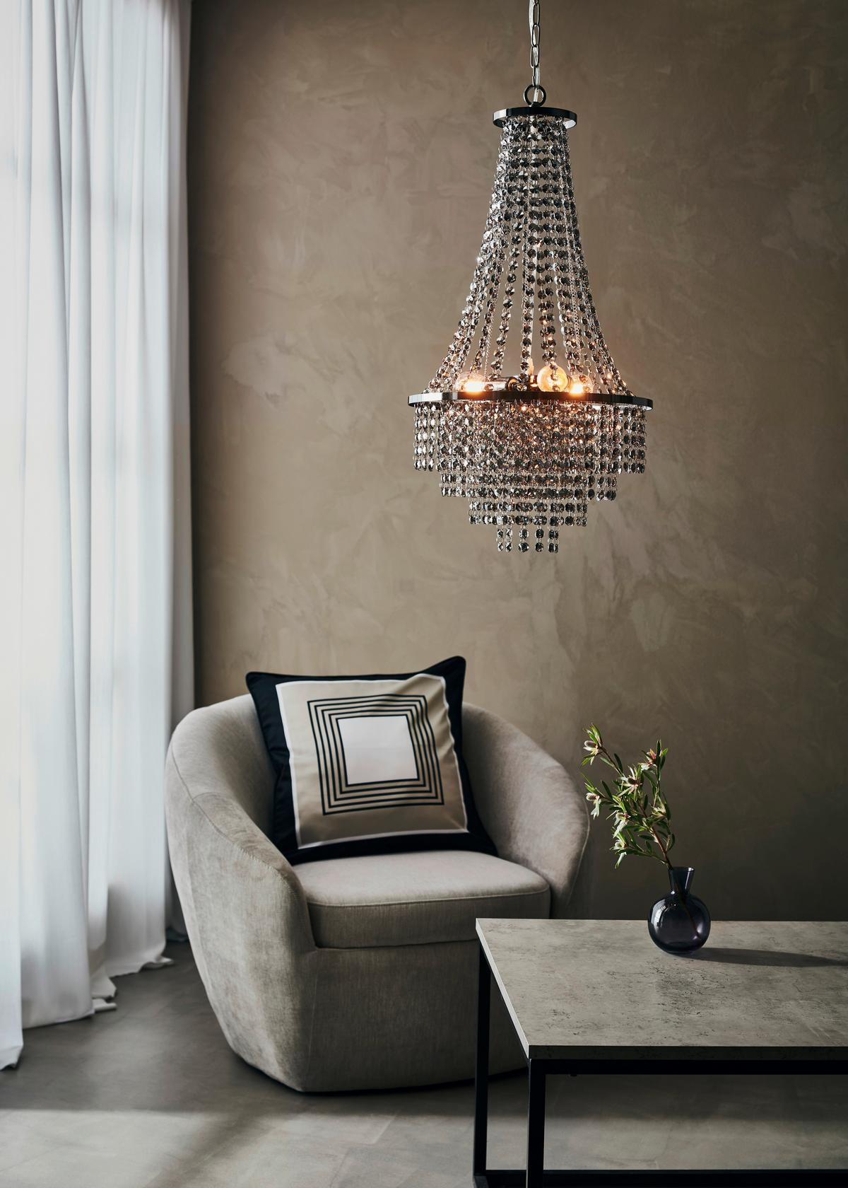 Kronleuchter Schwarz, Chrom, 25w - Chromfarben/Schwarz, Basics, Glas/Metall (38/68cm) - Markslöjd