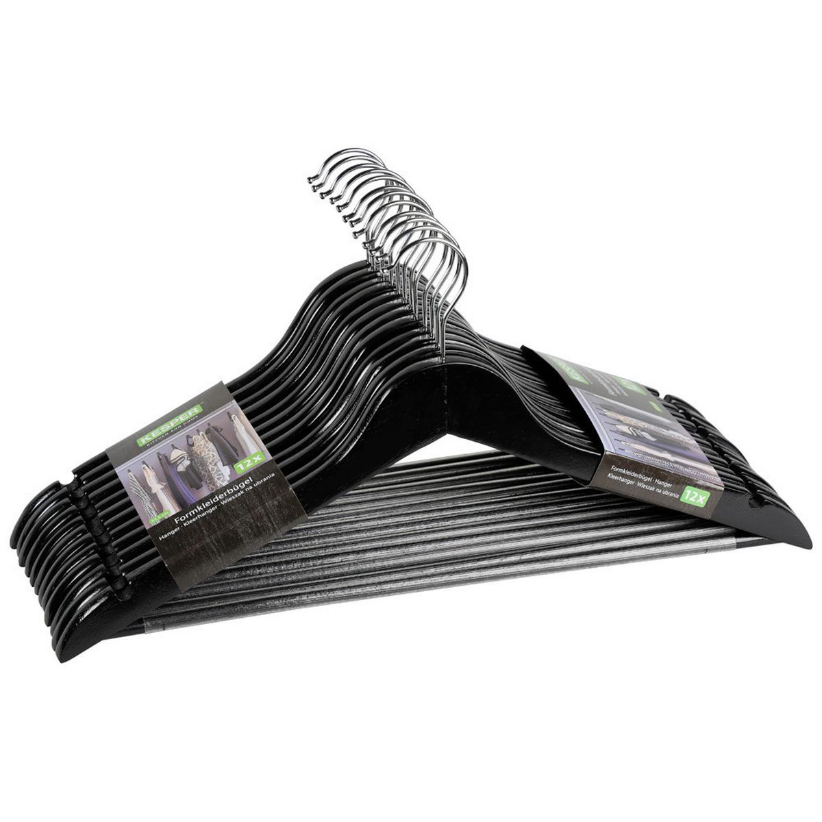 Kleiderbügel Set Schwarz B: 44,5 Cm - Schwarz, Basics, Holz (44.5/10/1,2cm) - Kesper