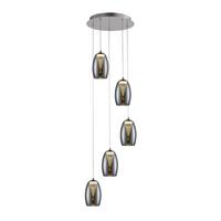 Led-hängeleuchte Metropolis H: 180 Cm 5-Flammig Dimmbar - Chromfarben, Design, Glas/Metall (33/180cm) - Brilliant