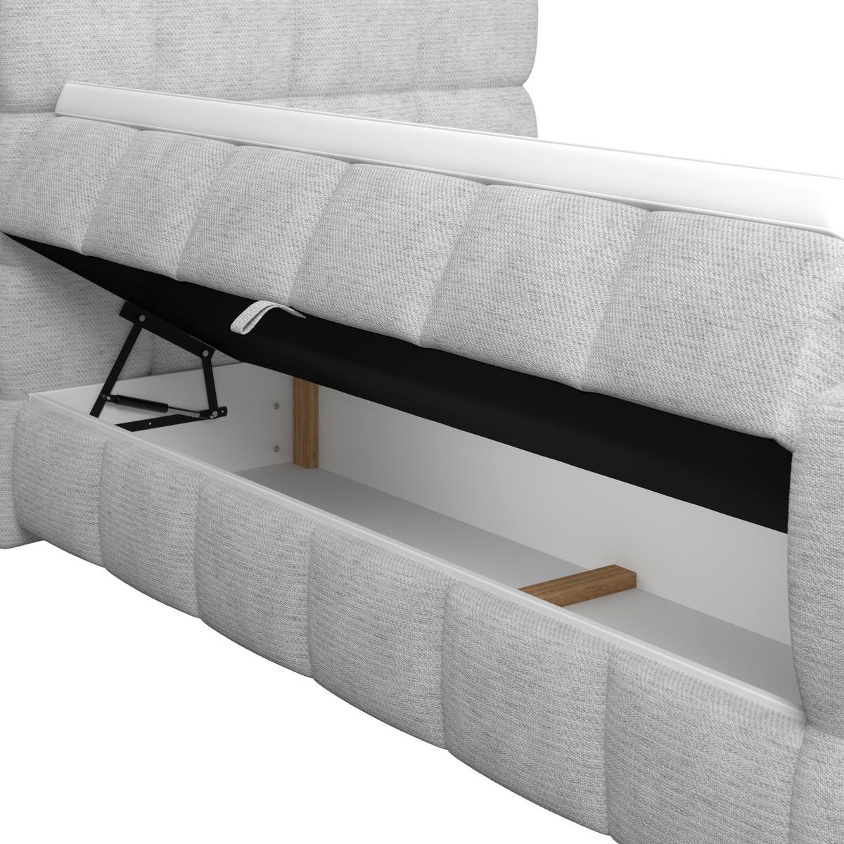 Boxspringbett Brisbane inkl. Bettkasten 140x200 - Champagner/Schwarz, Trend, Holz/Holzwerkstoff (140/200cm) - Sembella