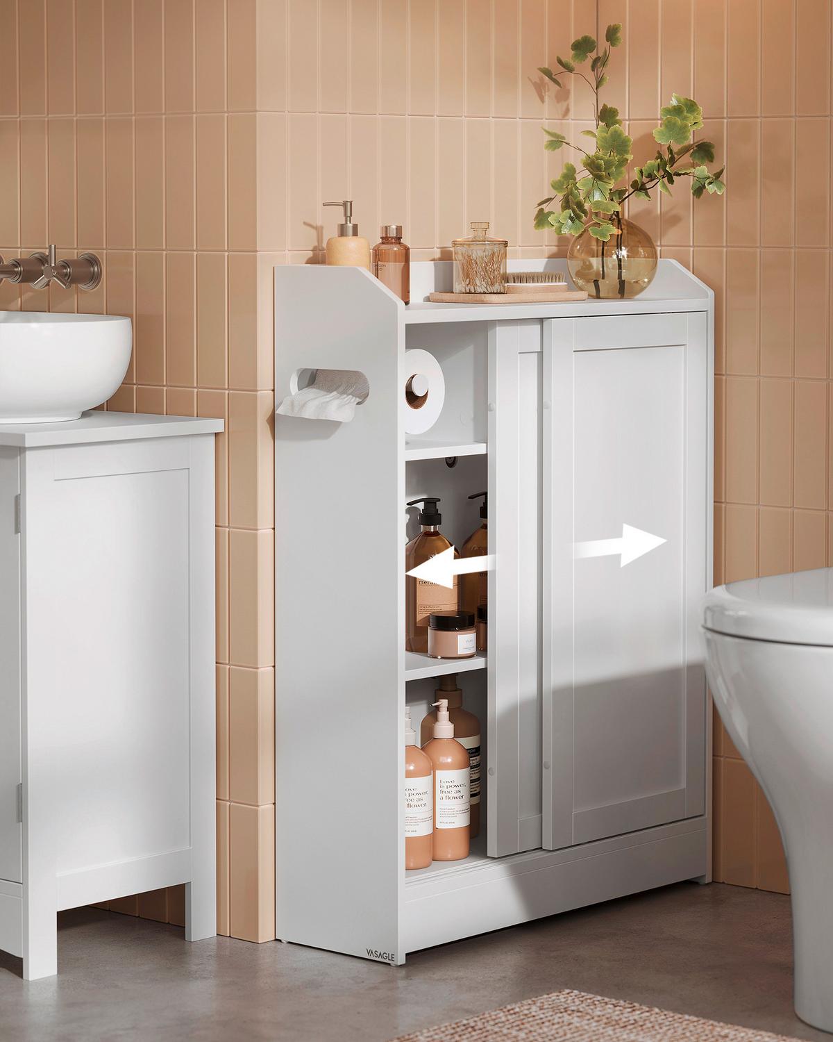 Midischrank Bathroom Cabinet - Weiß, MODERN, Holzwerkstoff/Metall (60/80/20cm) - MID.YOU