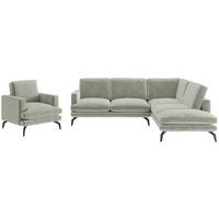 Sitzgarnitur Bali - Hellgrau/Schwarz, Design, Textil (250/202cm) - Livetastic