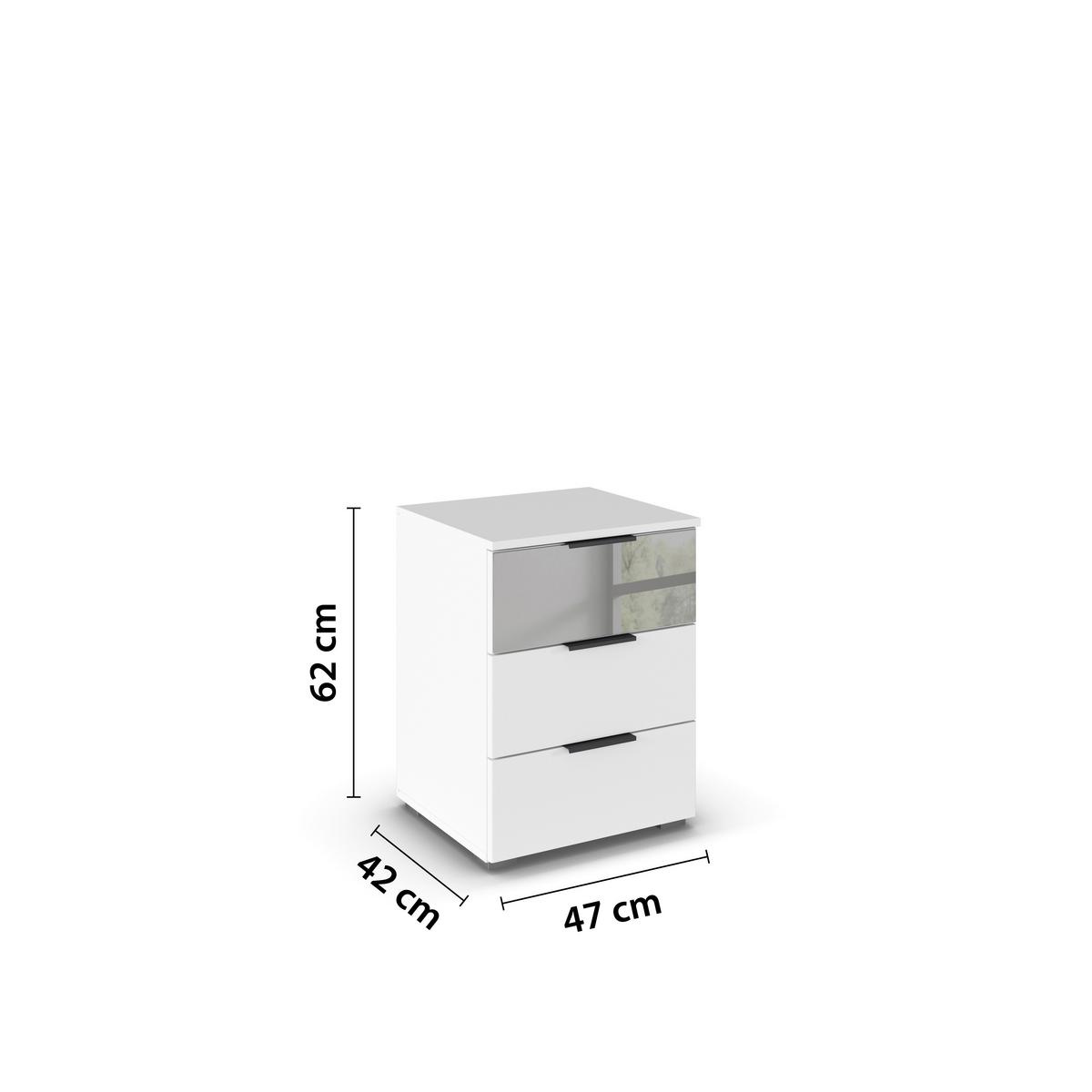 Nachtkästchen Skyla Weiß B: 47 Cm - Alufarben/Weiß, MODERN, Glas/Holzwerkstoff (47/62/42cm) - Rauch Möbel