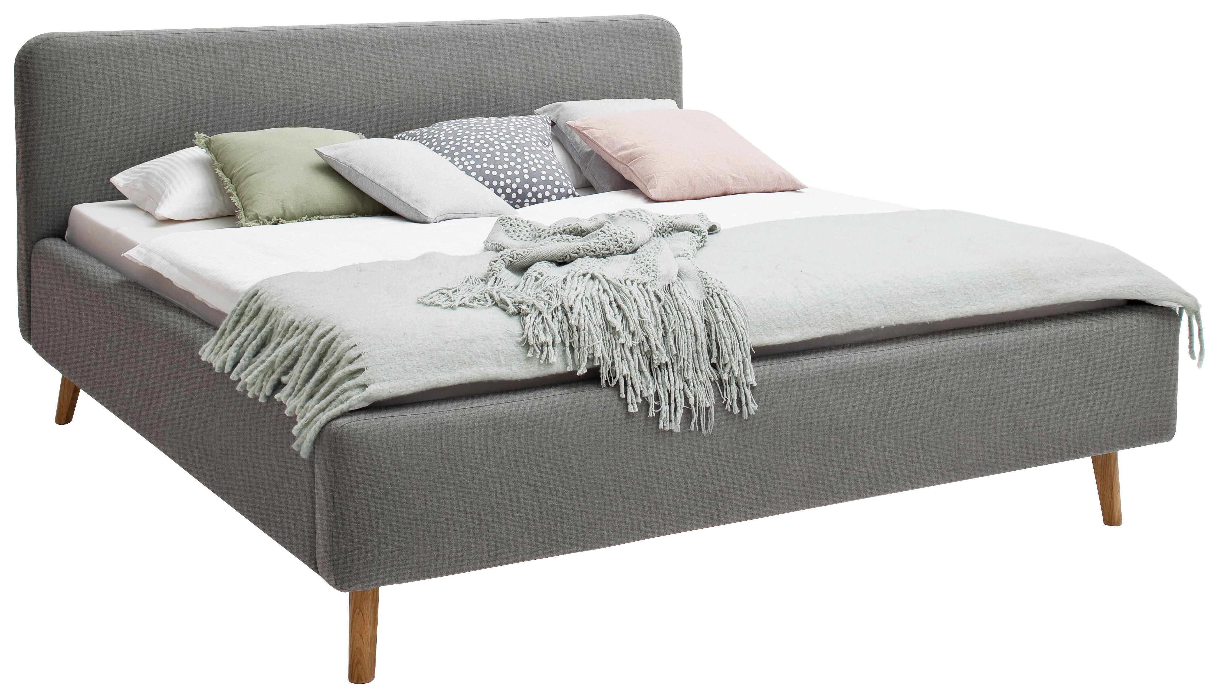 Polsterbett 140x200 Mattis Hellgrau - Eichefarben/Hellgrau, Design, Textil (140/200cm) - Livetastic