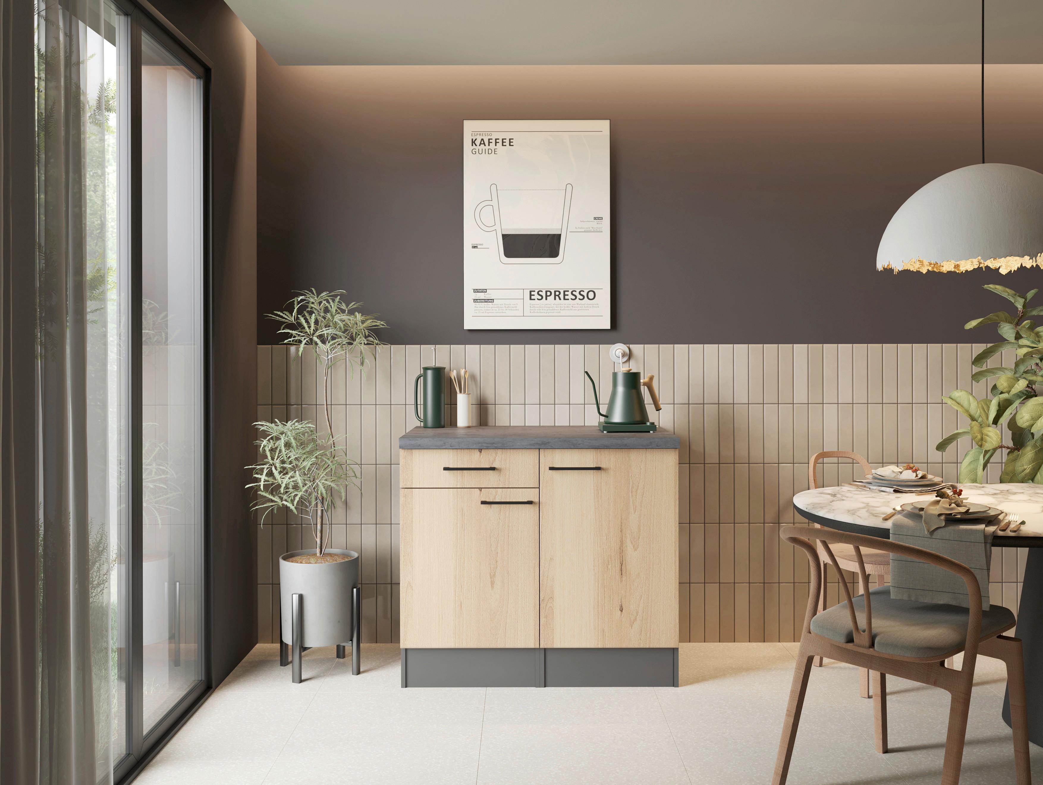 BUFFET Oliver, Grau Artisan B: 100cm - Eiche Artisan/Grau, Trend, Holzwerkstoff (100/90/60cm) - Respekta