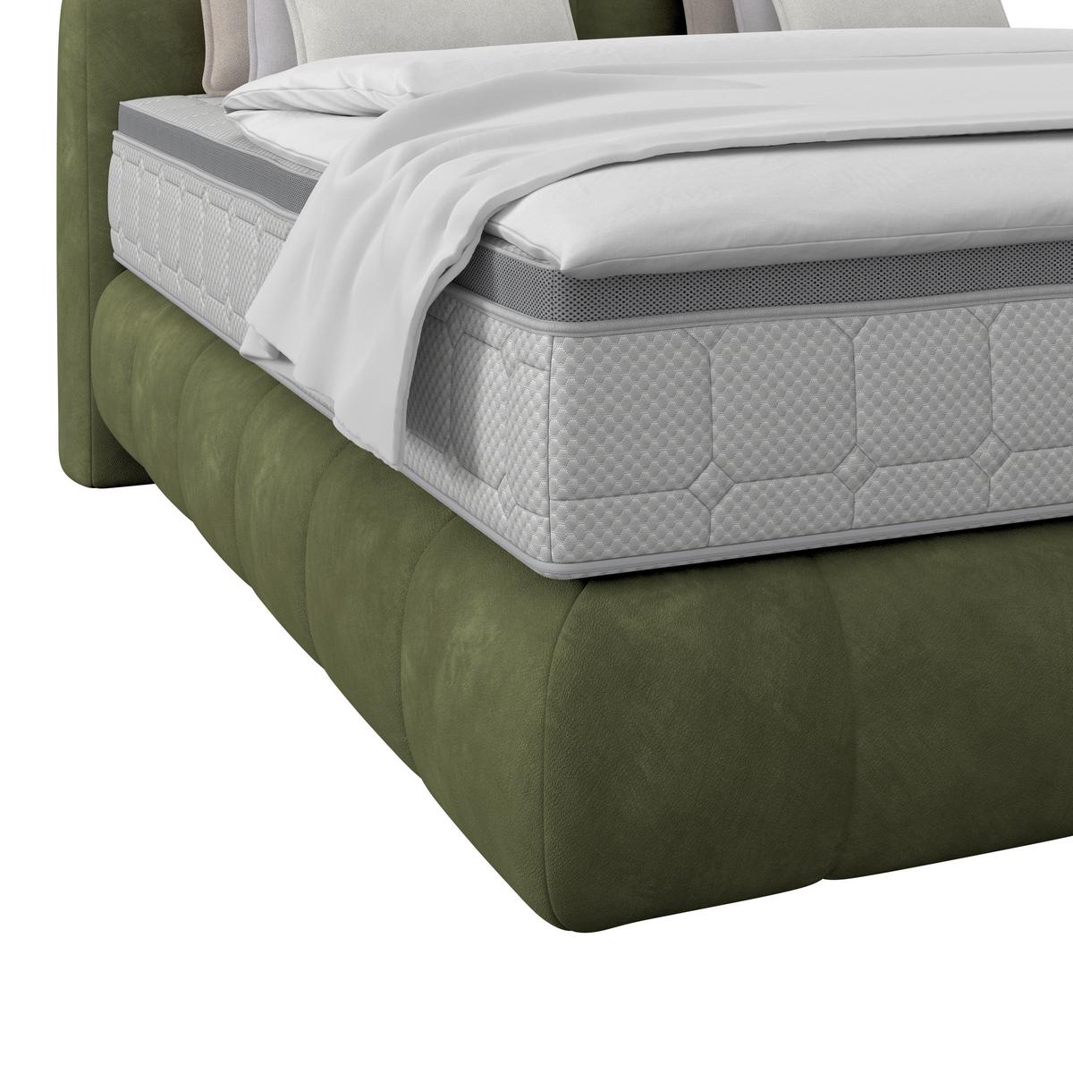 Boxspringbett Nobu Dunkelgrün, Lf: 180x200 Cm - Dunkelgrün/Schwarz, Trend, Holz/Textil (180/200cm)