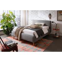 Polsterbett Mattis 140x200cm Hellgrau, Inkl. Bettkasten - Eichefarben/Hellgrau, Design, Holz/Textil (140/200cm) - Livetastic