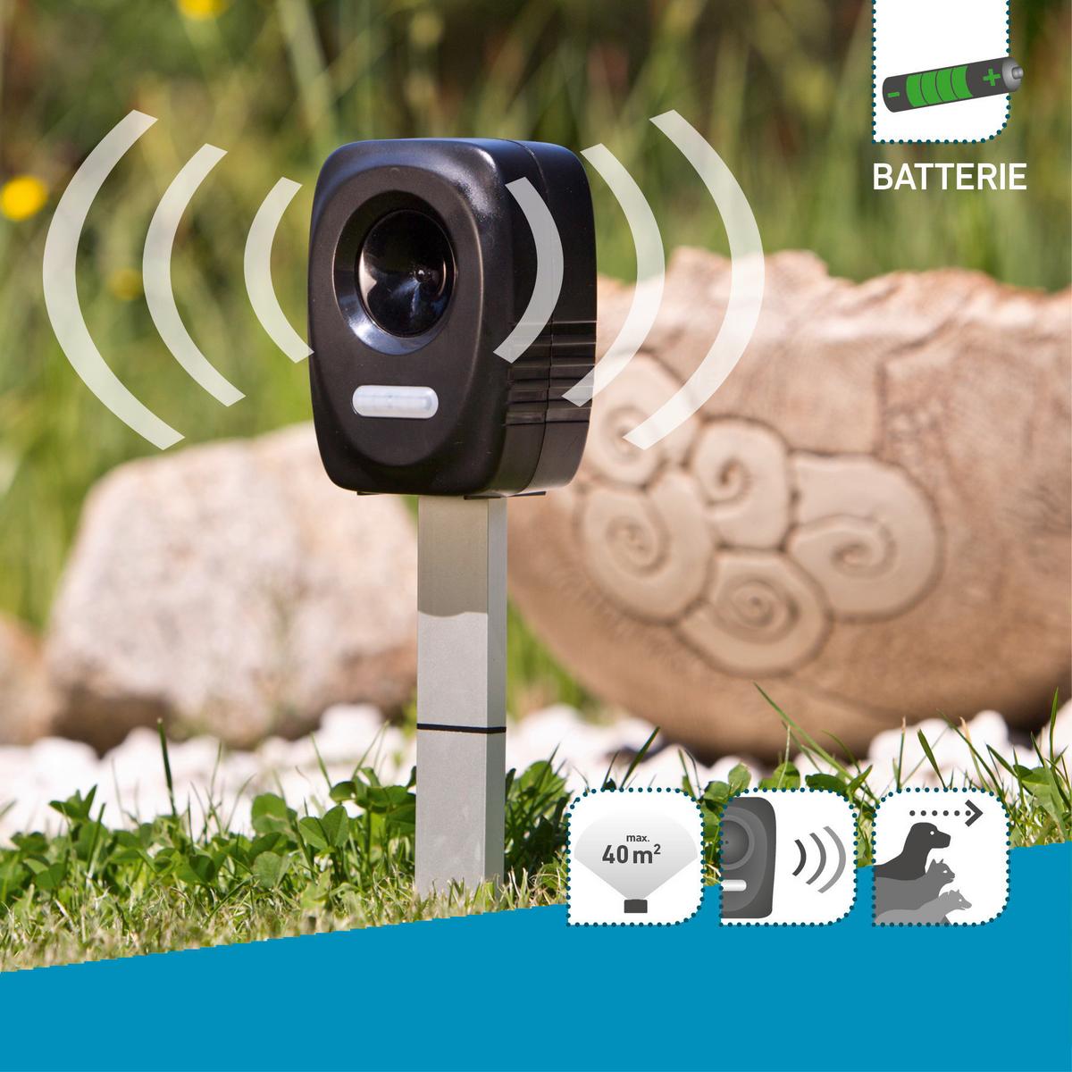 Ultraschall-Tiervertreiber Abwehrgerät Batterie Outdoor - Schwarz, Basics, Kunststoff (5,3/8/11,5cm)