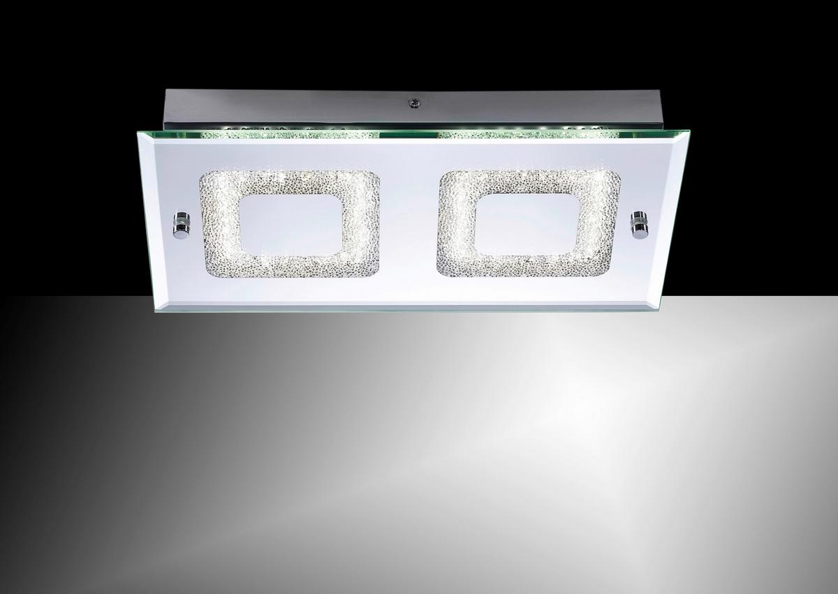 LED-Deckenleuchte Lisa L: 40 cm, Rechteckig - Chromfarben, KONVENTIONELL, Glas/Metall (40/7,5/24cm)