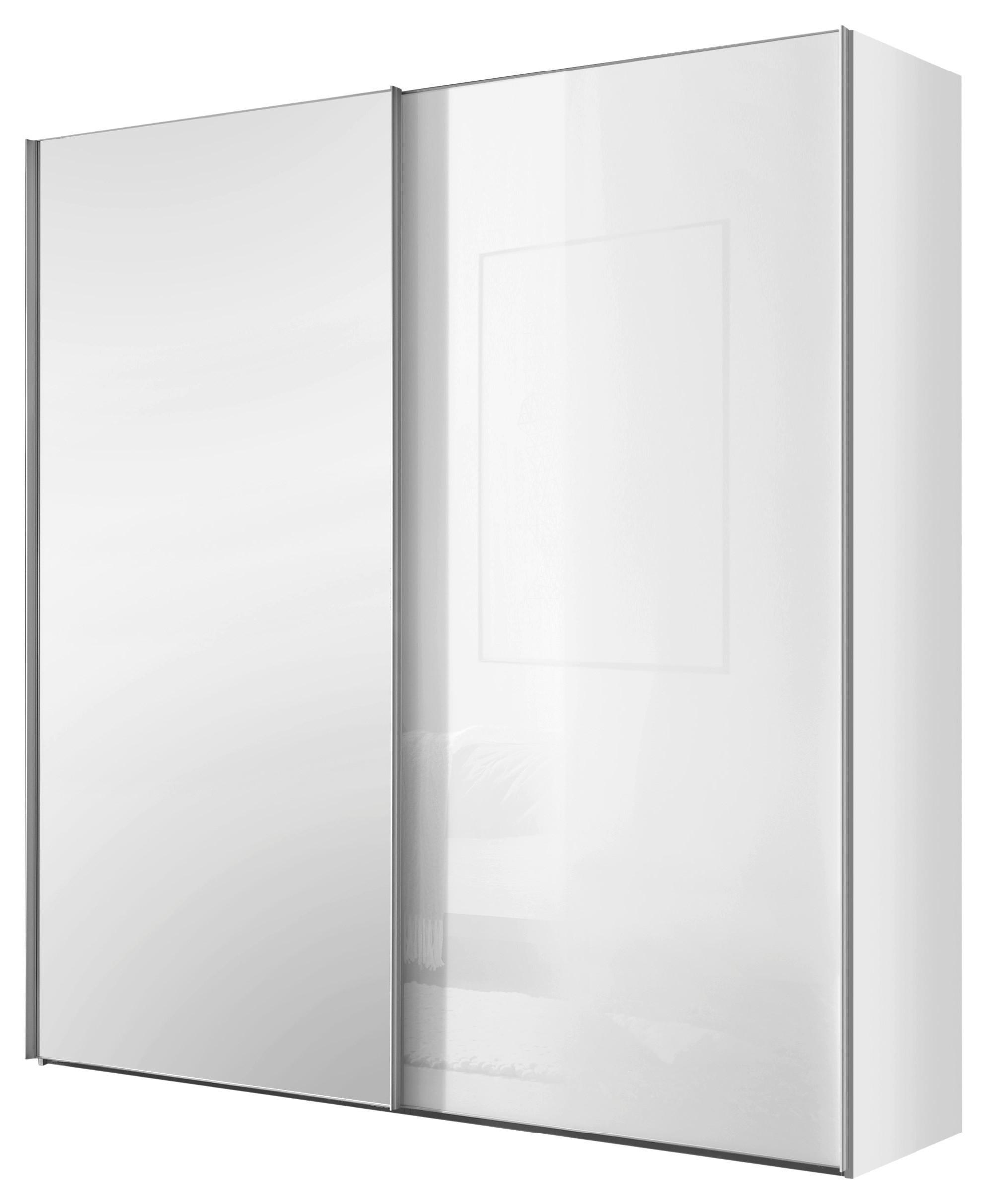 Schwebetürenschrank mit Spiegel 200cm Lumos Weiß - Klar/Weiß, Trend, Glas/Holzwerkstoff (200/222/64cm) - Luca Bessoni