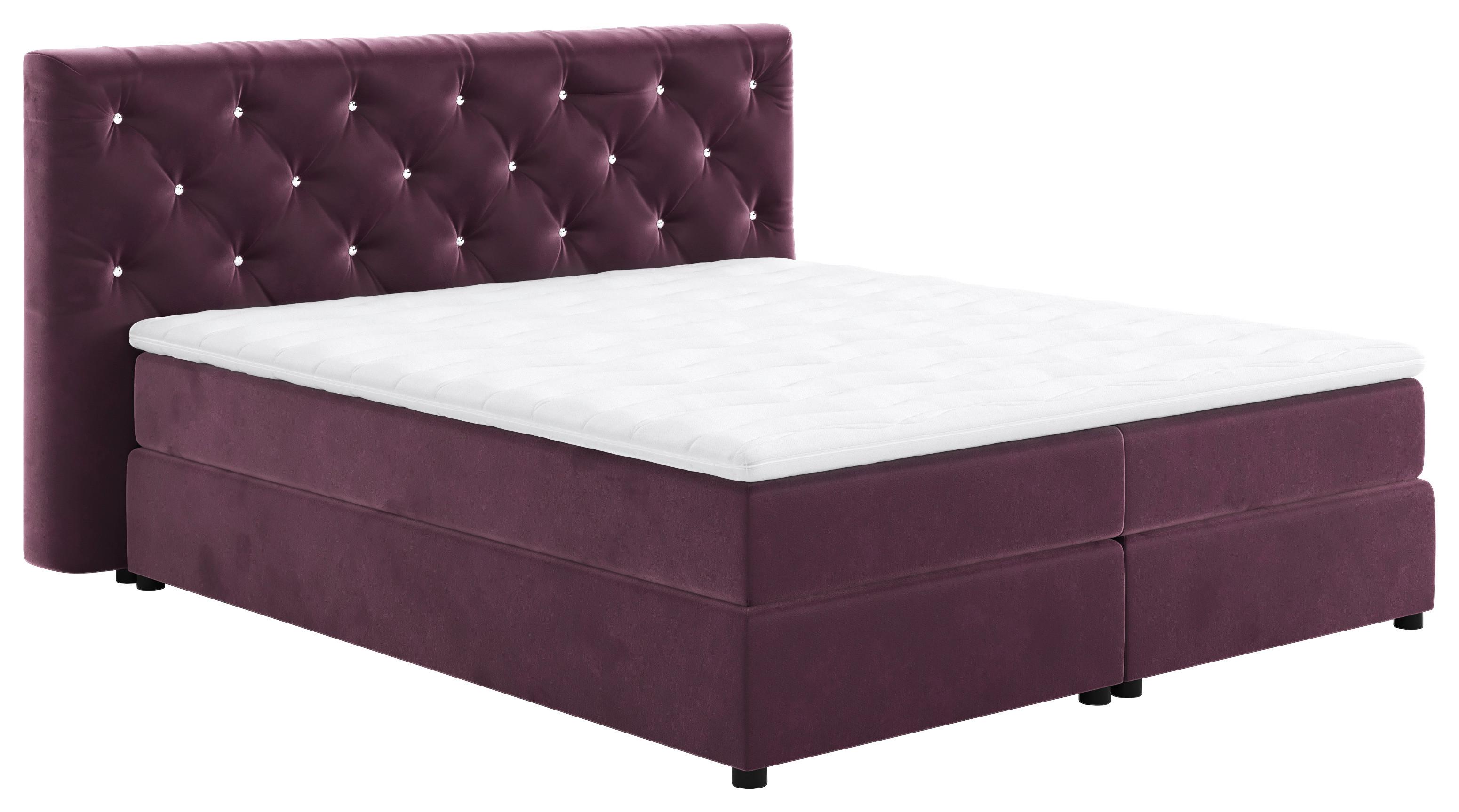 Boxspringbett Castle Violett Lxf: ca. 180x200 cm - Violett/Schwarz, Holzwerkstoff/Textil (180/200cm) - MID.YOU