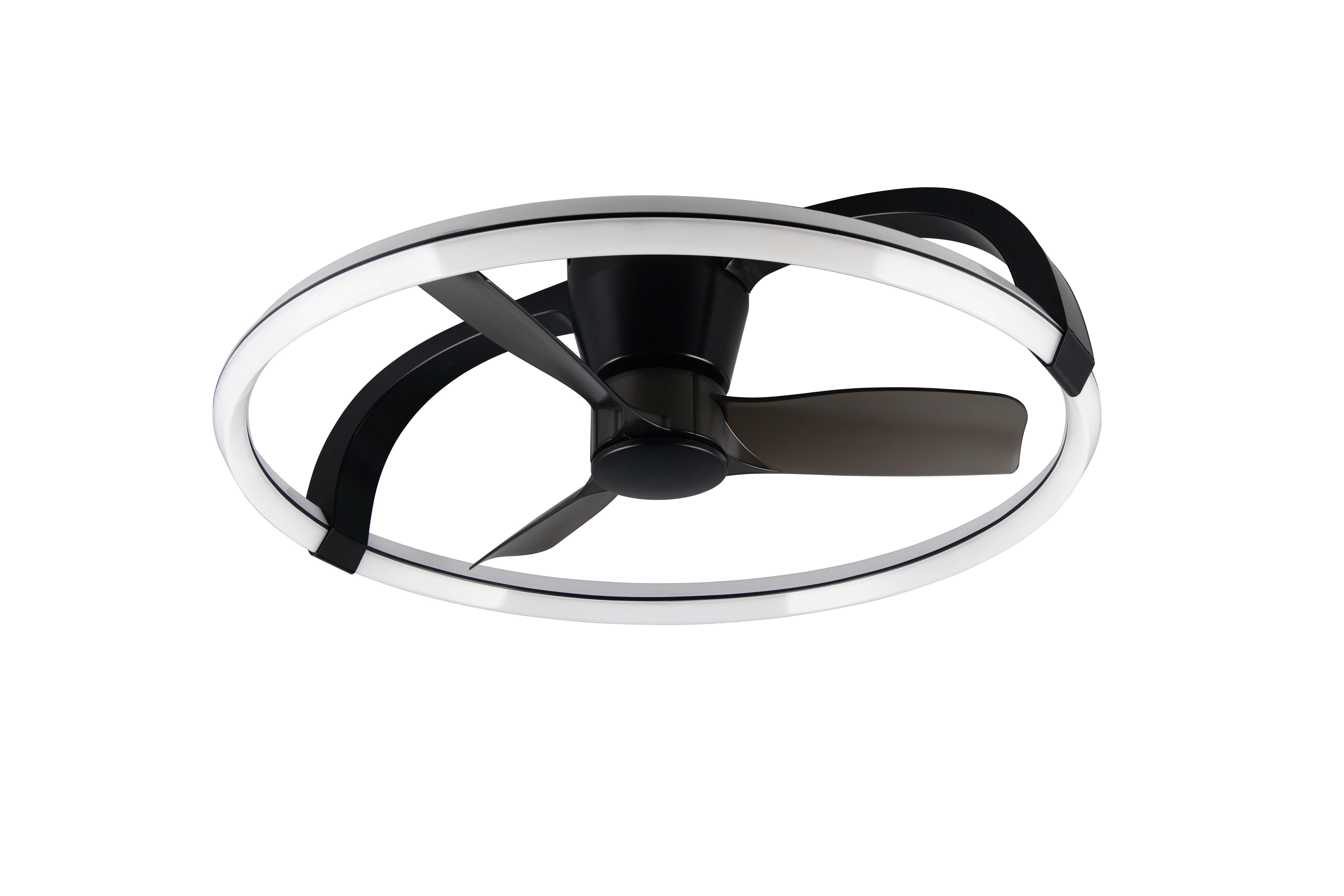 Deckenventilator Stockholm Schwarz D: 73,5 cm - Schwarz, Design, Kunststoff (73,5/23cm)