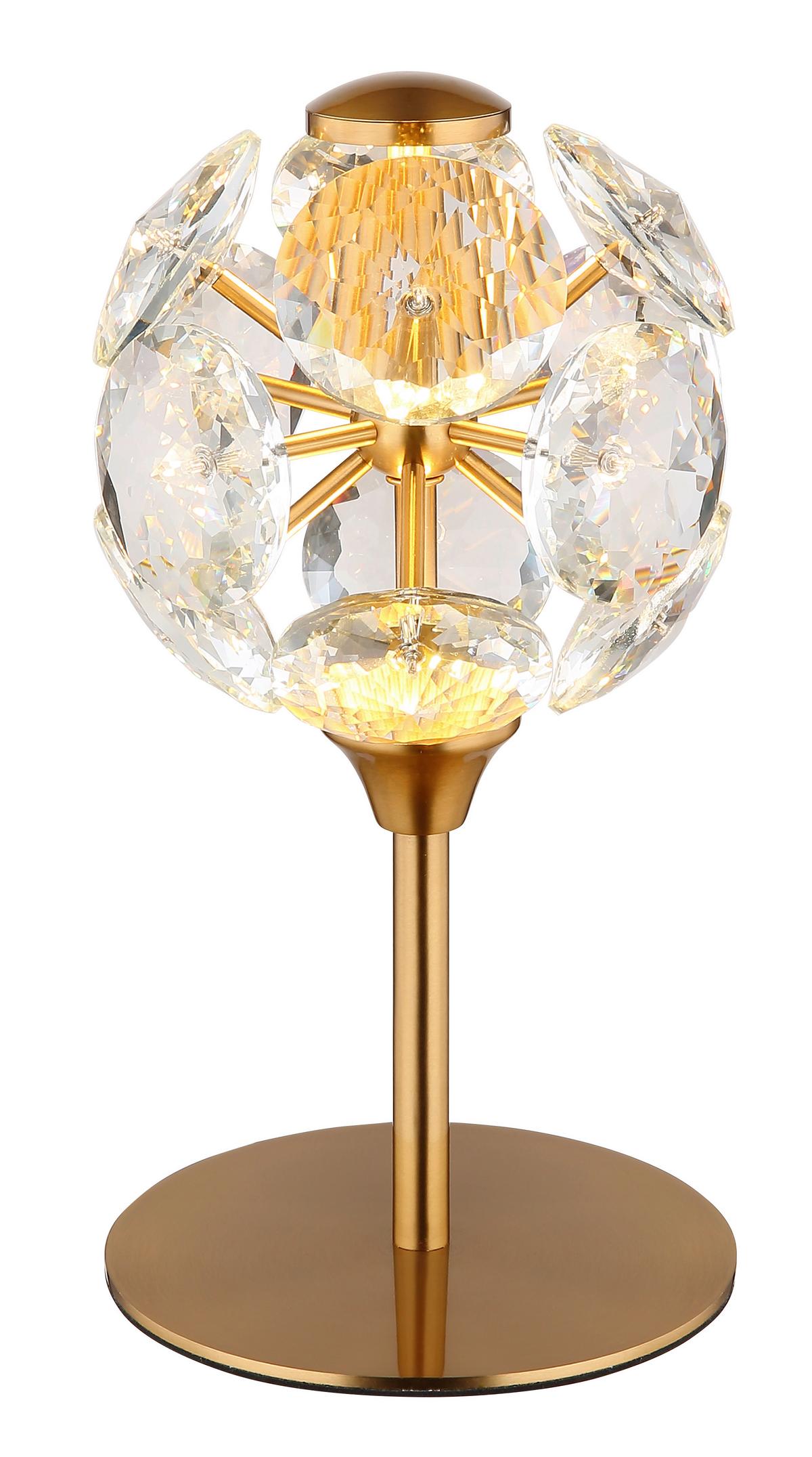 LED-Tischleuchte Virina Klar Schwarz Goldfarben D:15cm - Klar/Goldfarben, KONVENTIONELL, Glas/Kunststoff (15/26,5cm) - Globo