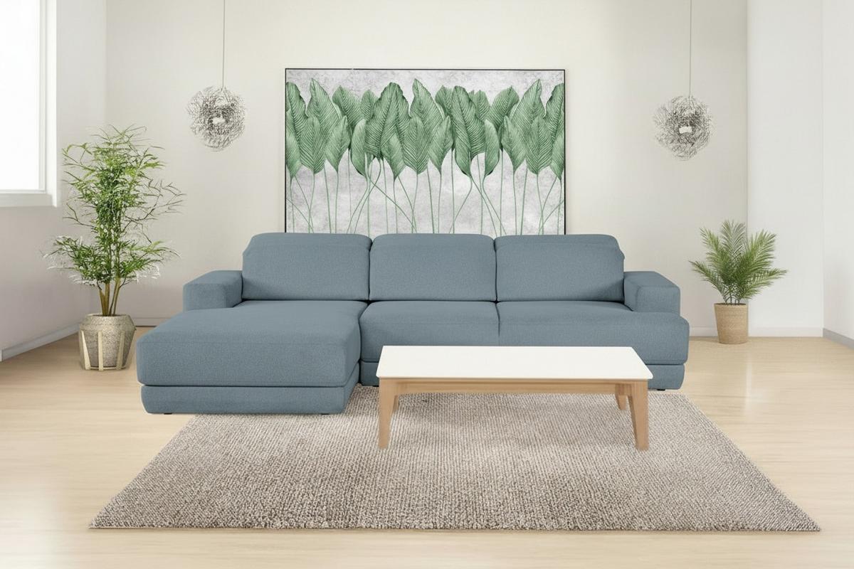 Ecksofa Frans Blau S: 204 Cm - Blau/Schwarz, Design, Textil (204/293cm) - MID.YOU
