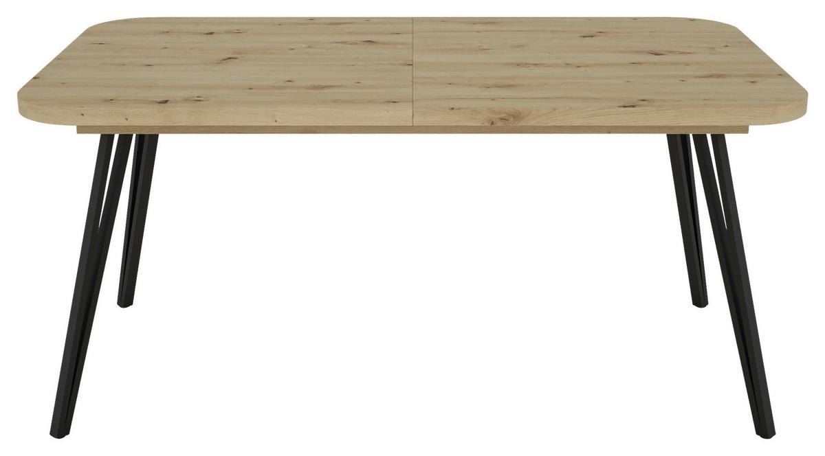 Esstisch Life Eiche Artisan/Schwarz B: 76 cm - Schwarz/Eiche Artisan, LIFESTYLE, Holzwerkstoff/Metall (160/90/76cm) - MID.YOU