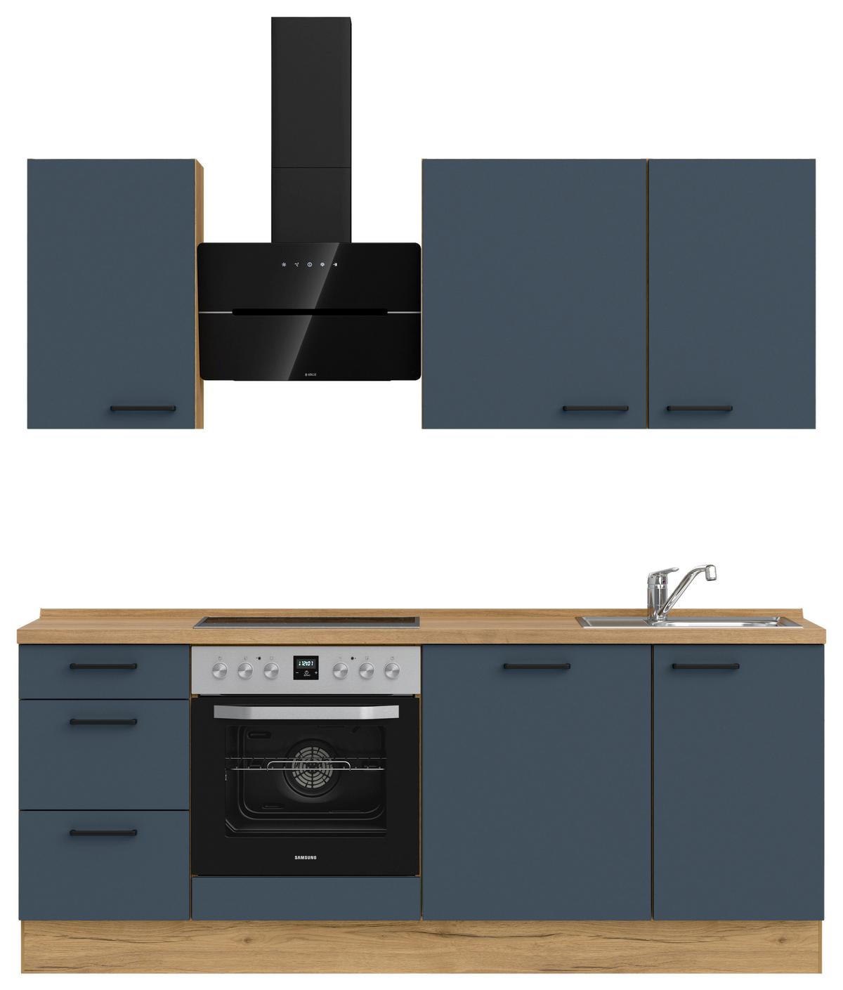 Küchenleerblock Easytouch High-Line, H5 Links - Blau/Eichefarben, MODERN, Holzwerkstoff (210cm) - Nobilia