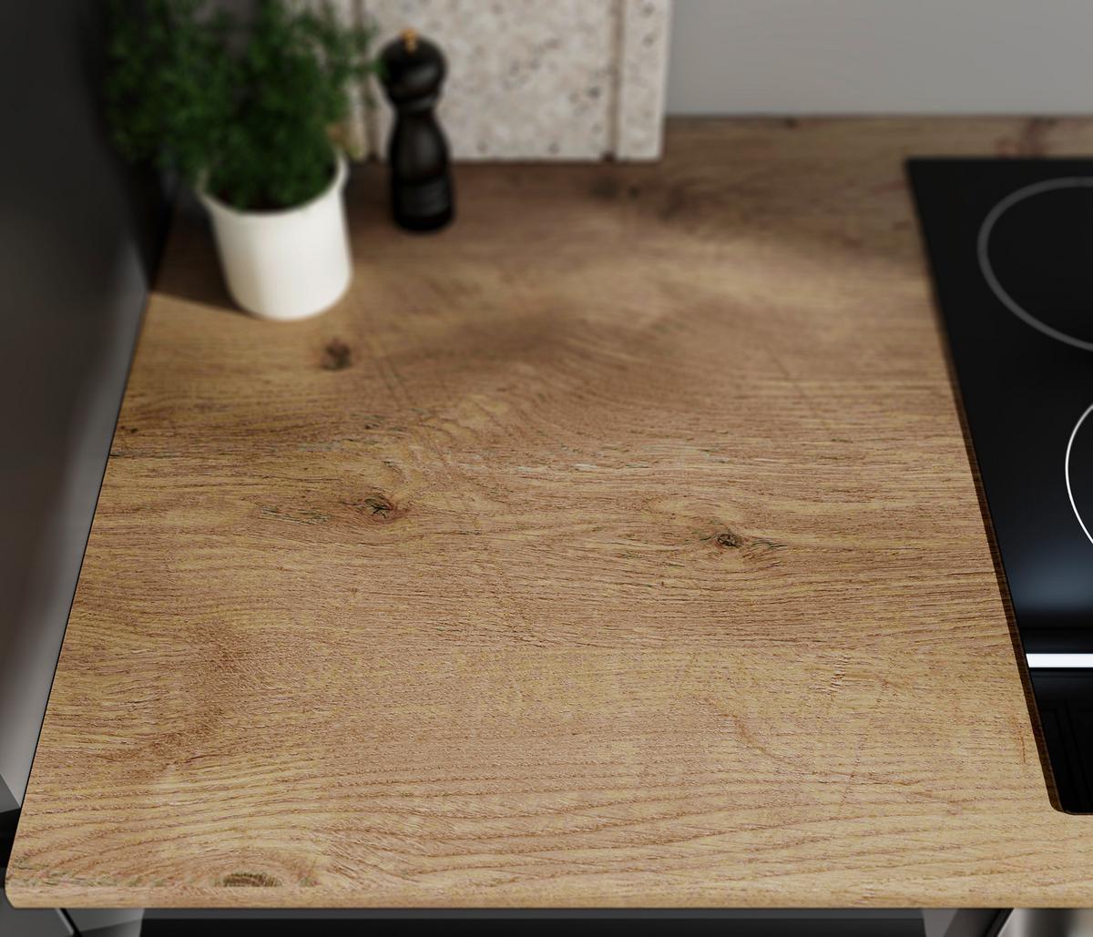 Küchenblock Jazz 8 280 Schwarz B: 280 cm - Eichefarben/Anthrazit, LIFESTYLE, Holzwerkstoff (280cm) - P & B
