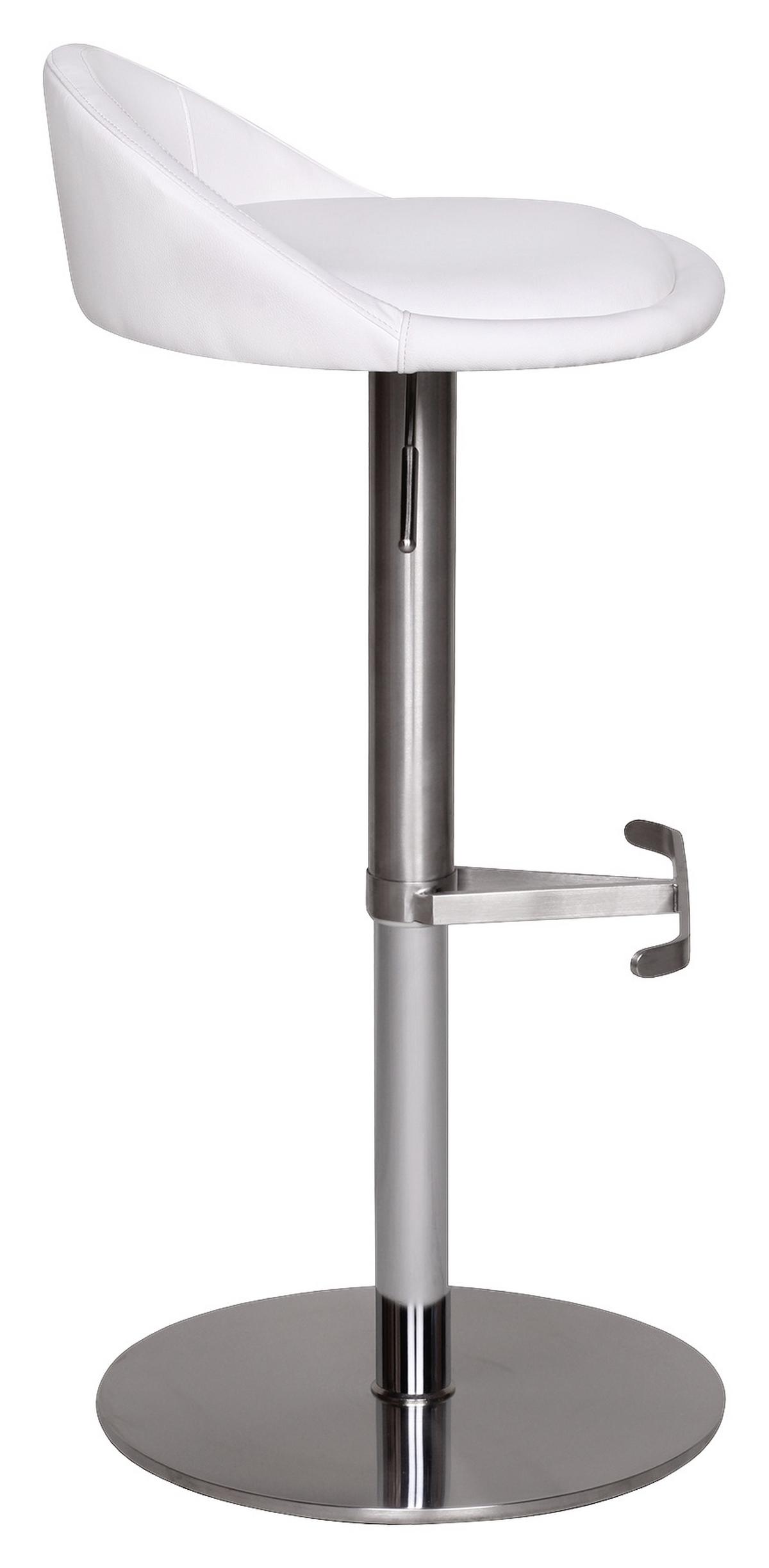 Barhocker höhenverstellbar Mit Lehne Lederlook Weiß - Silberfarben/Weiß, MODERN, Textil/Metall (43/65/43cm) - MID.YOU