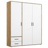 Drehtürenschrank Mit Schubladen 140cm Voyager - Weiß/Eiche Artisan, MODERN, Holzwerkstoff (140/194/53cm) - Rauch Möbel